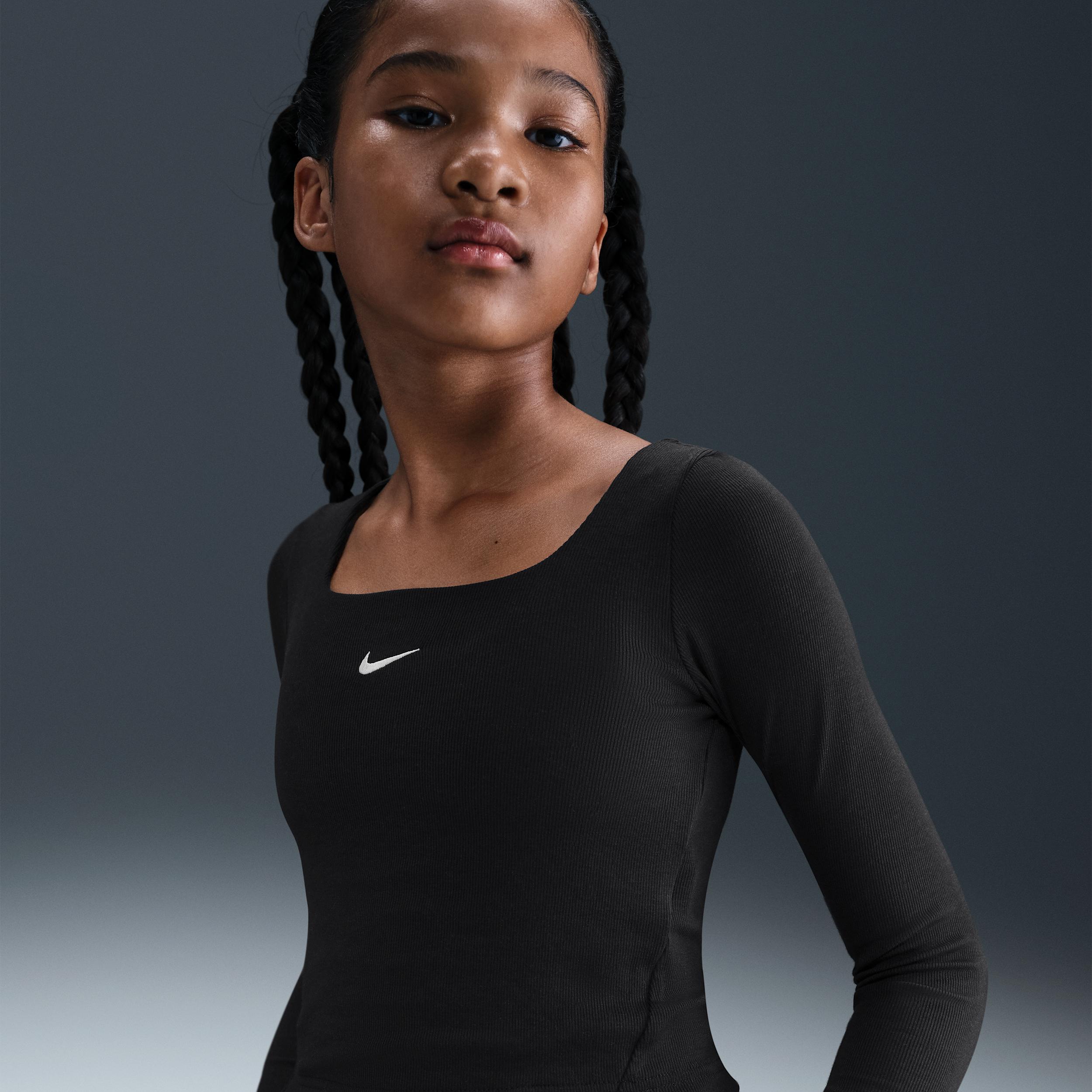 Nike Sportswear Big Kids' (Girls') Long-Sleeve Square-Neck Top by NIKE
