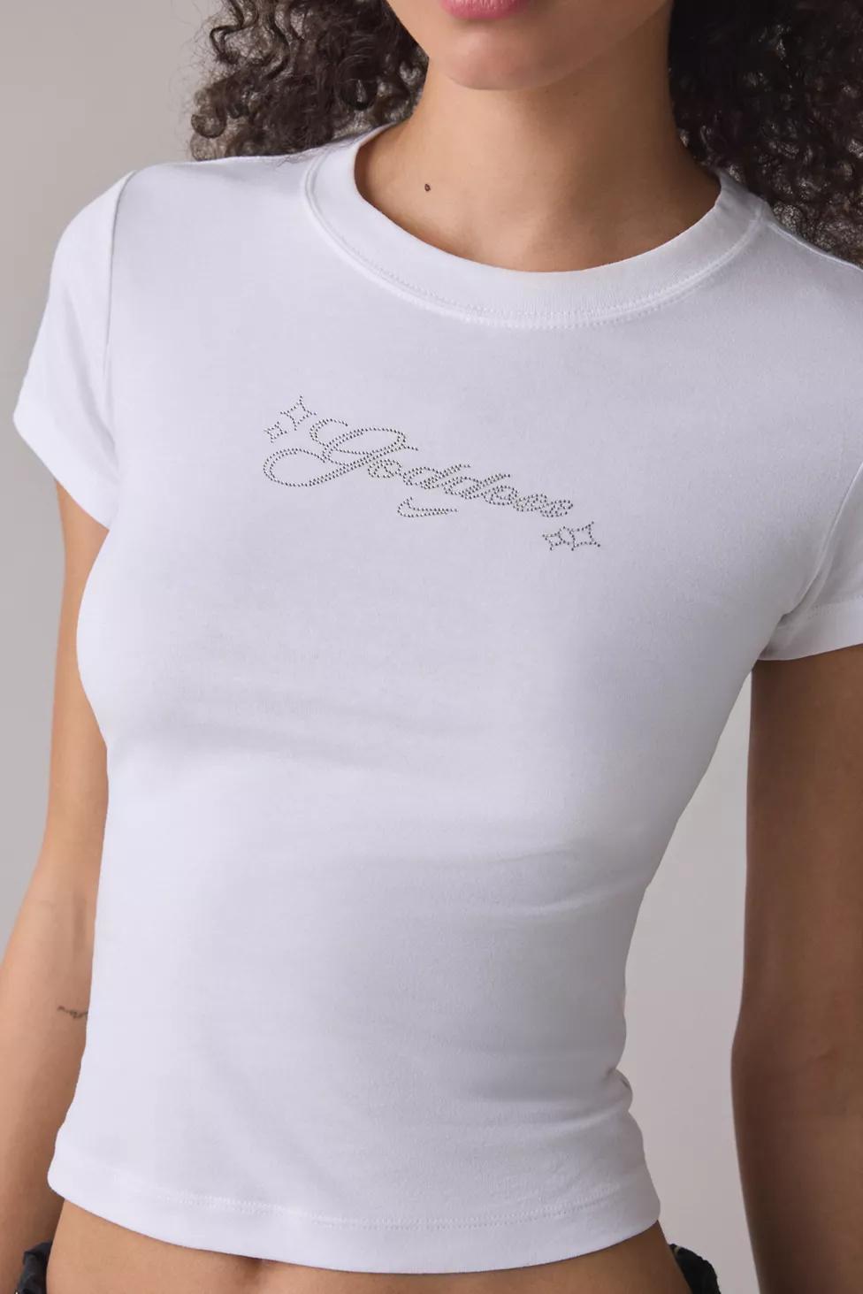 Nike Sportswear Chill Knit Embellished Graphic Slim Cropped Tee by NIKE