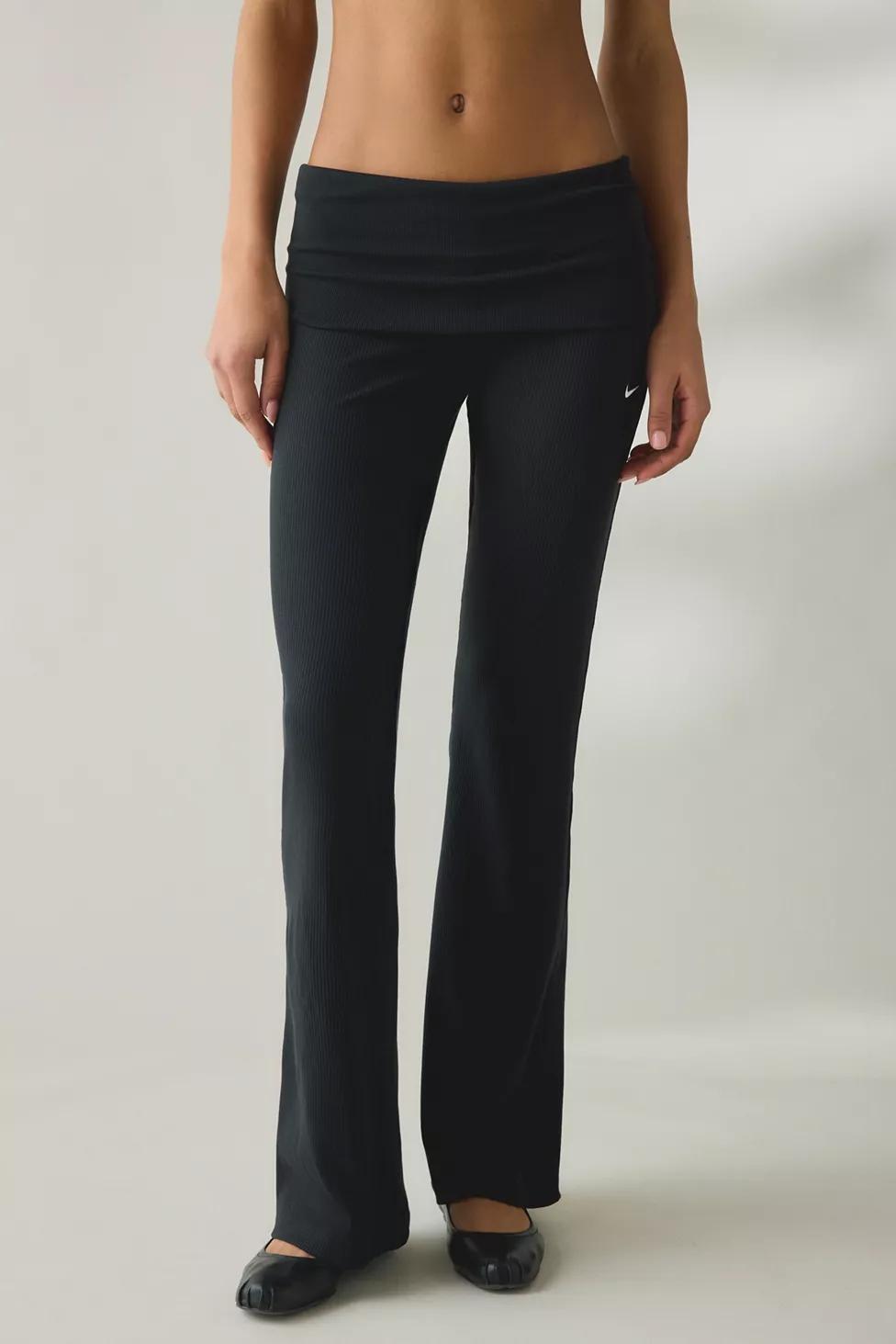 Nike Sportswear Chill Knit Mini-Rib Foldover Flared Leggings by NIKE