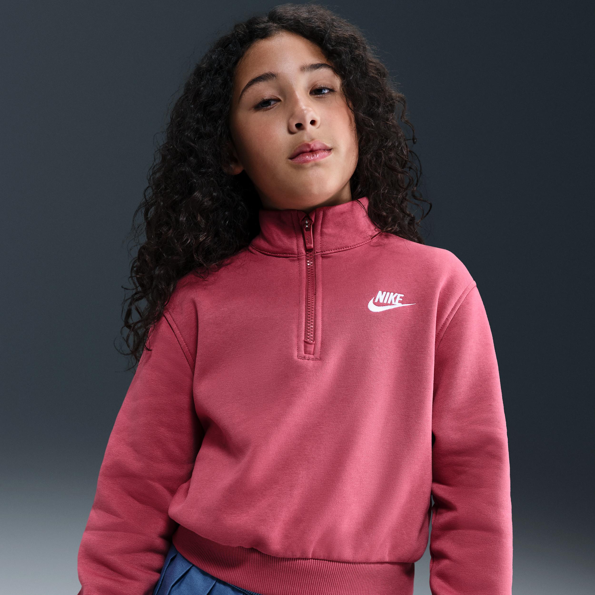 Nike Sportswear Club Fleece Big Kids' (Girls') 1/2-Zip Long-Sleeve Top by NIKE