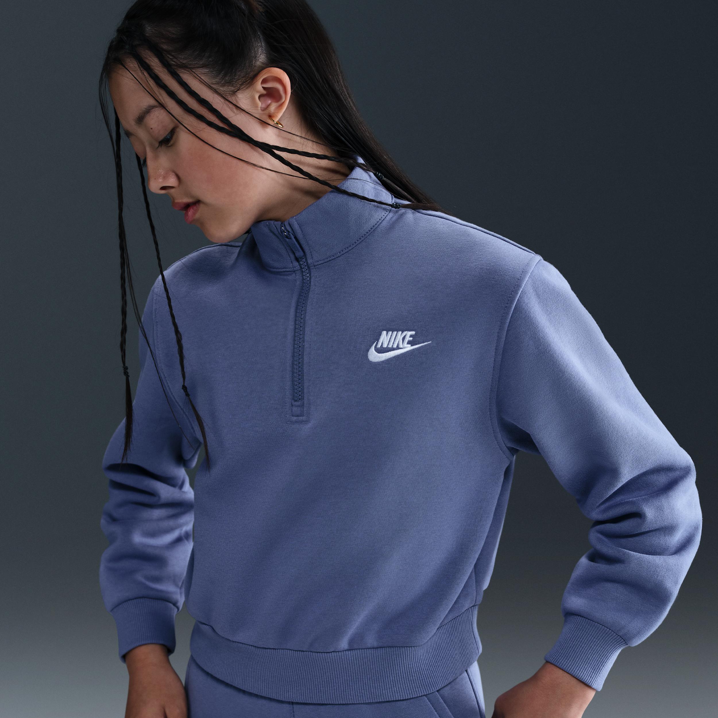 Nike Sportswear Club Fleece Big Kids' (Girls') 1/2-Zip Long-Sleeve Top by NIKE