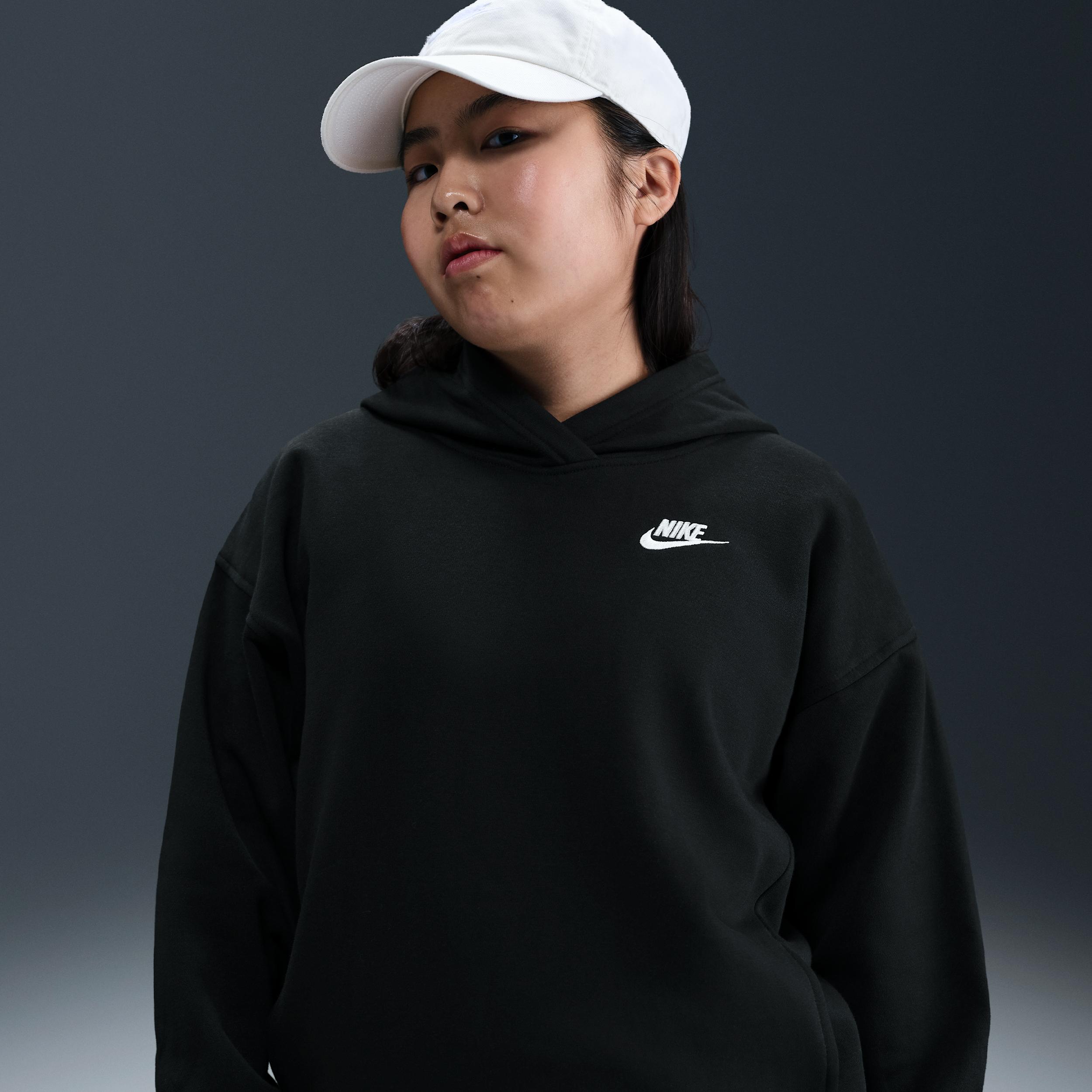 Nike Sportswear Club Fleece Big Kids' (Girls') Oversized Pullover Hoodie (Extended Size) by NIKE