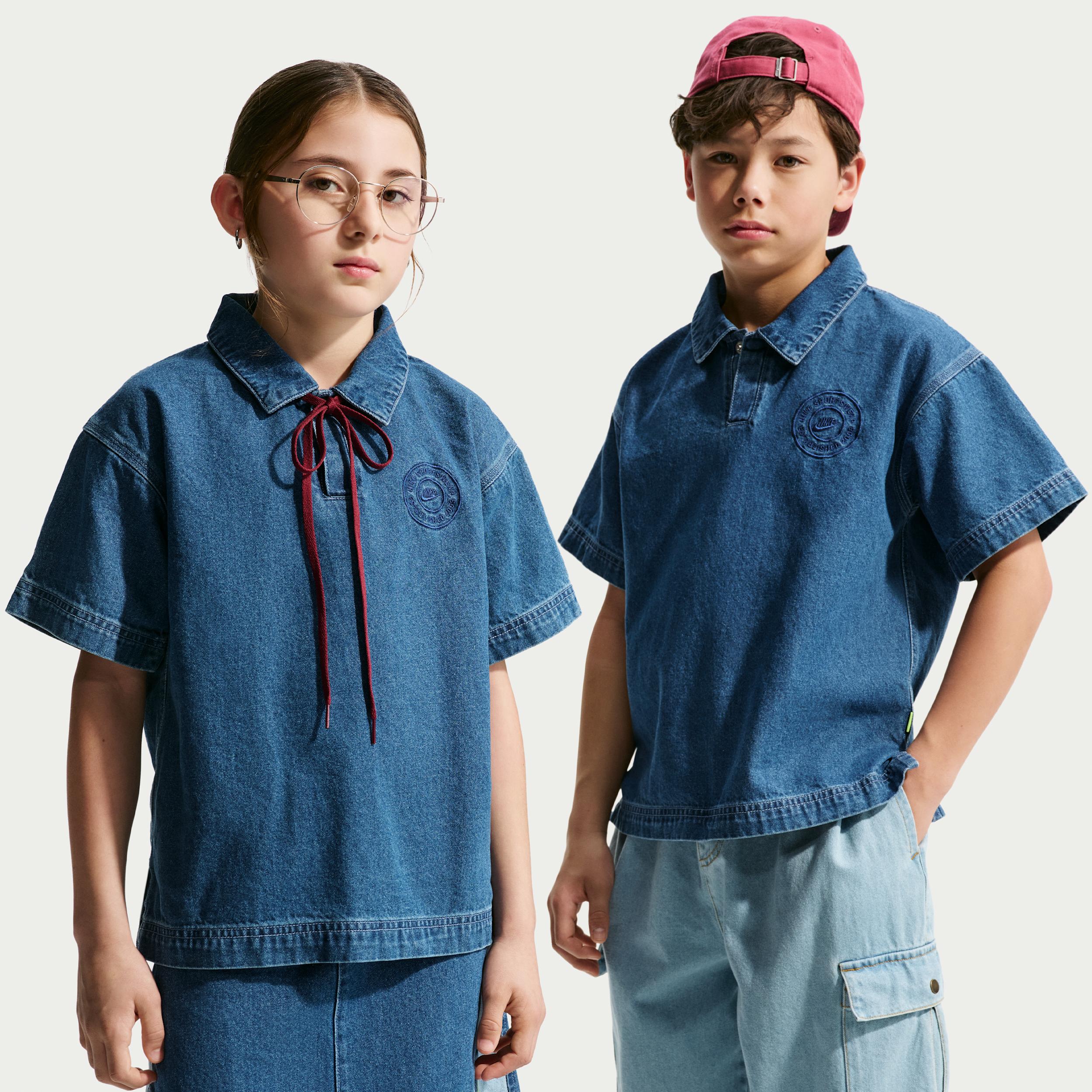 Nike Sportswear Collection Big Kids' Denim Short-Sleeve Polo by NIKE