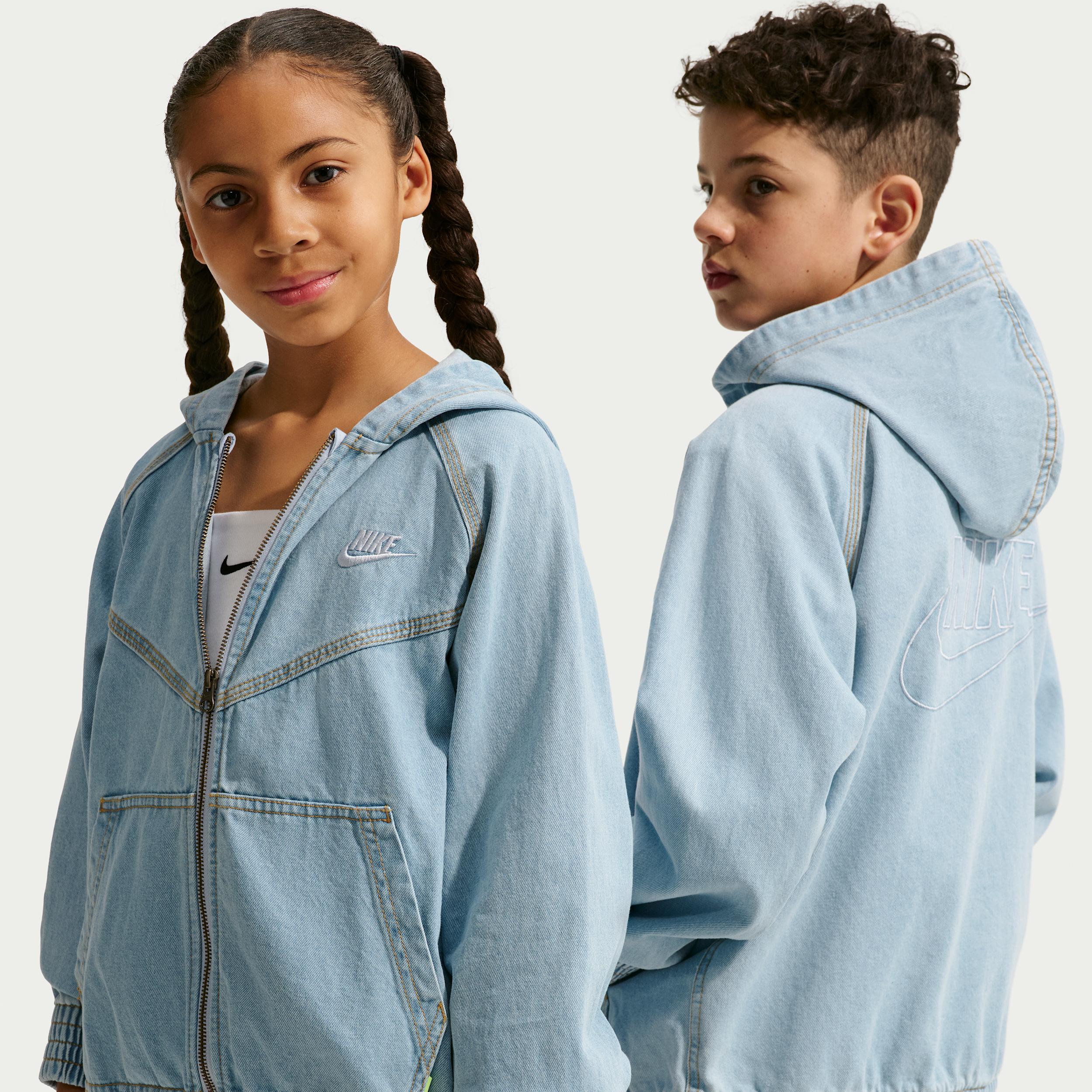 Nike Sportswear Collection Big Kids' Full-Zip Hooded Denim Jacket by NIKE