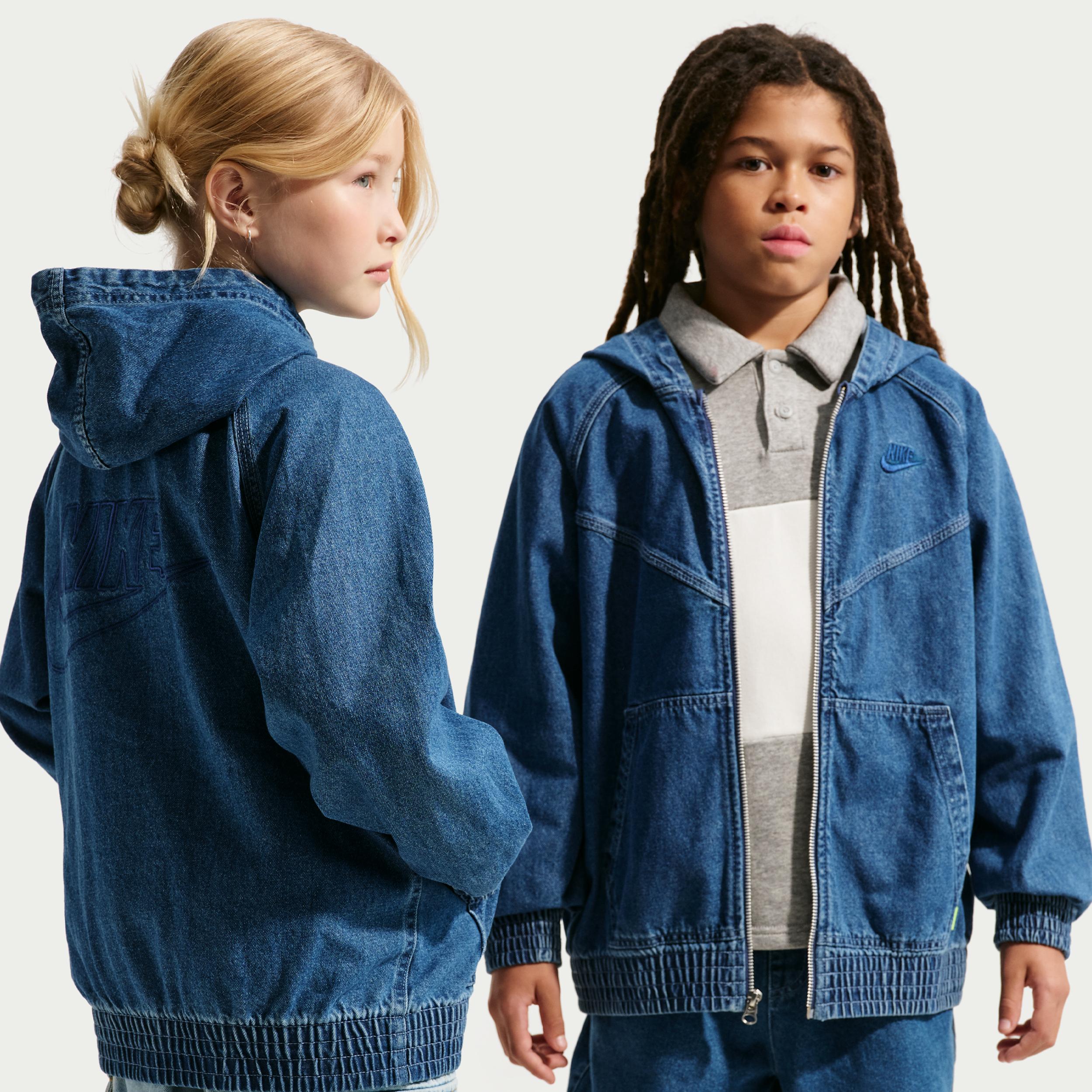 Nike Sportswear Collection Big Kids' Full-Zip Hooded Denim Jacket by NIKE