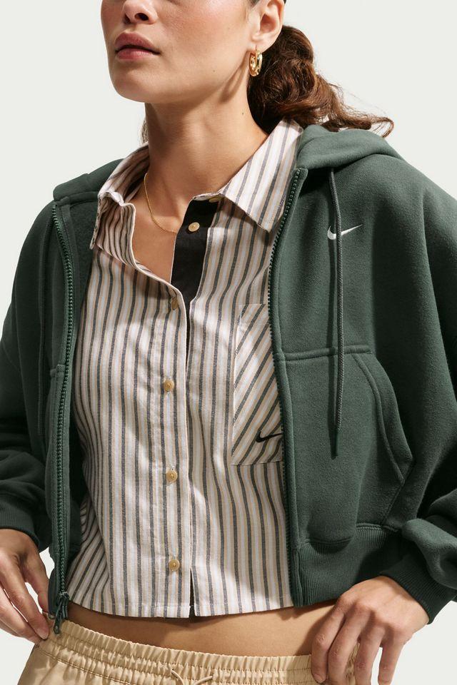 Nike Studio Fleece Oversized Cropped Full-Zip Hoodie Sweatshirt by NIKE