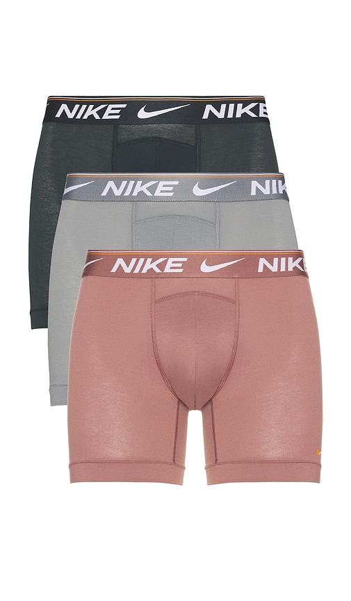 Nike Ultra Comfort Boxer Brief 3 Pack in Grey, Mauve, Dark Green by NIKE