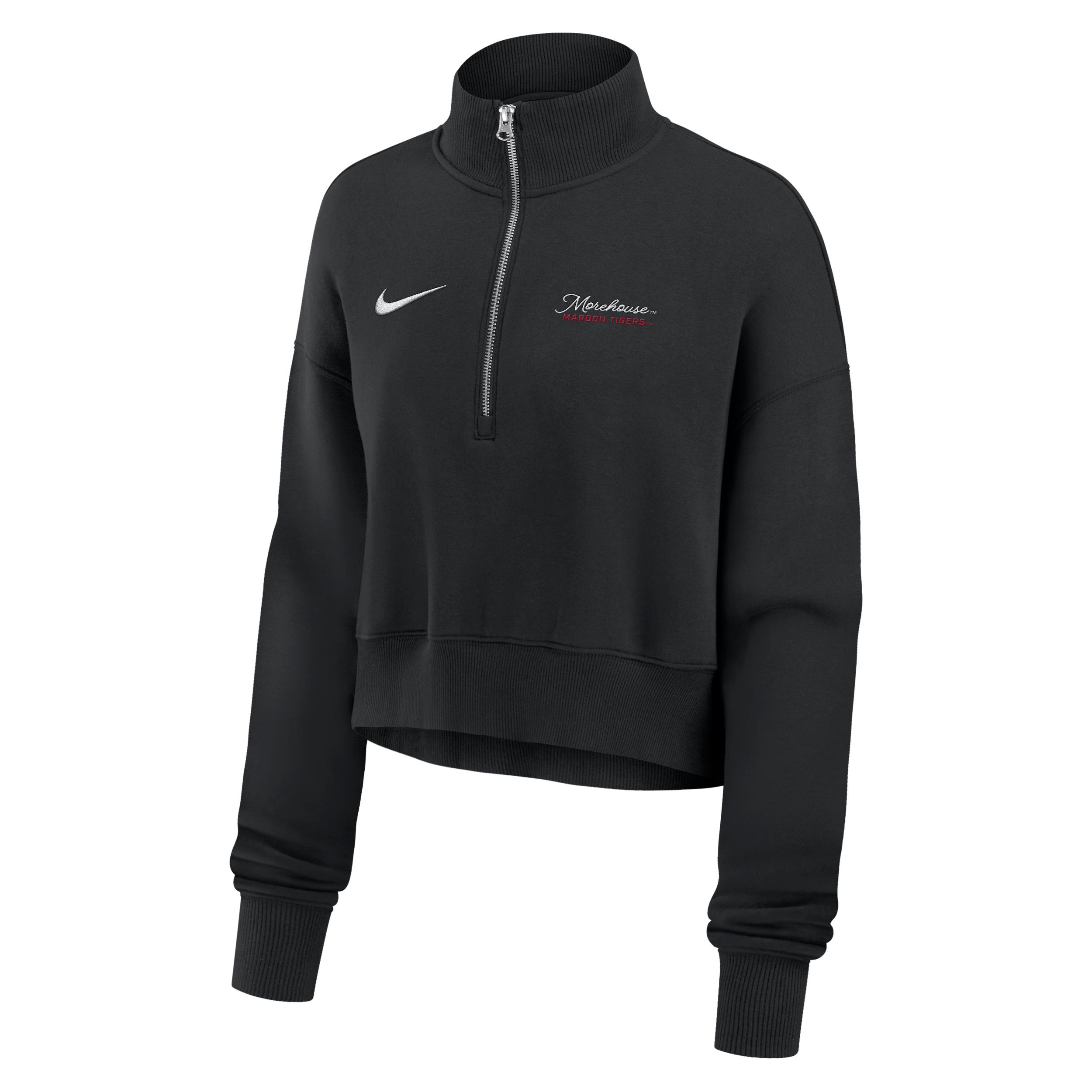 Nike Women's College Phoenix Fleece (Morehouse College) Cropped 1/4-Zip Pullover by NIKE