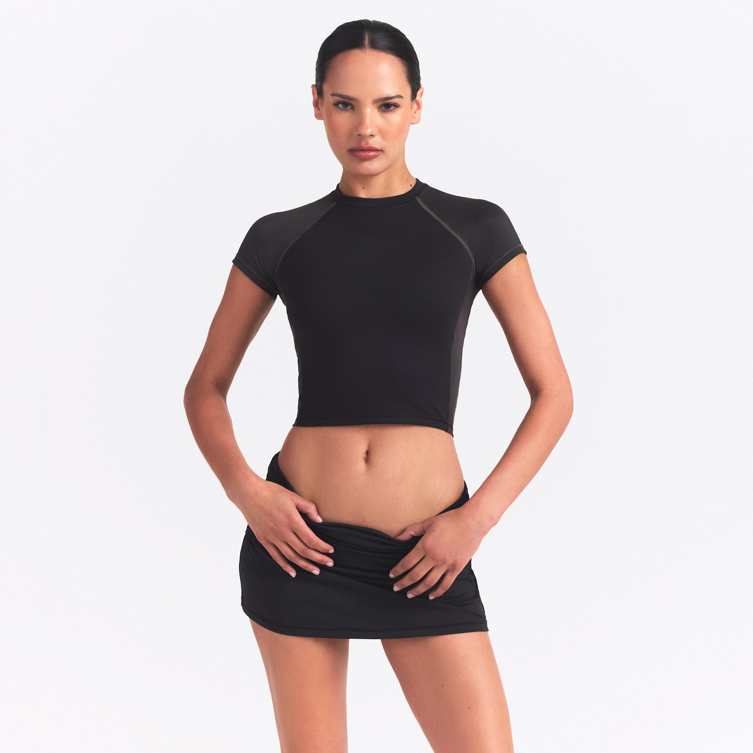 Nike Women's SKIMS Matte Shine Mix Short-Sleeve Crop Top by NIKE