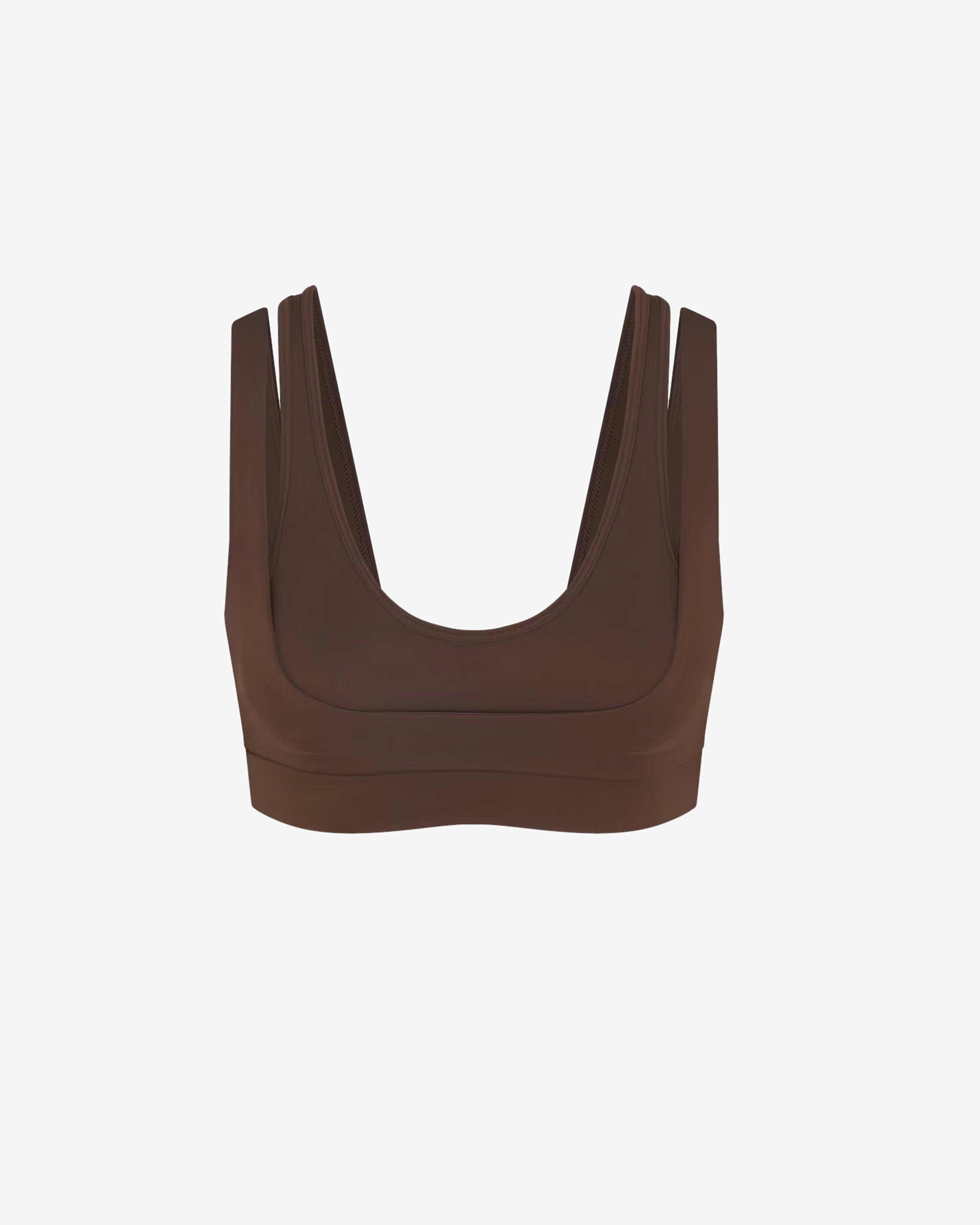 NikeSkims  - Women's Matte Double Strap Scoop Bra - (Dark Sepia) by NIKE