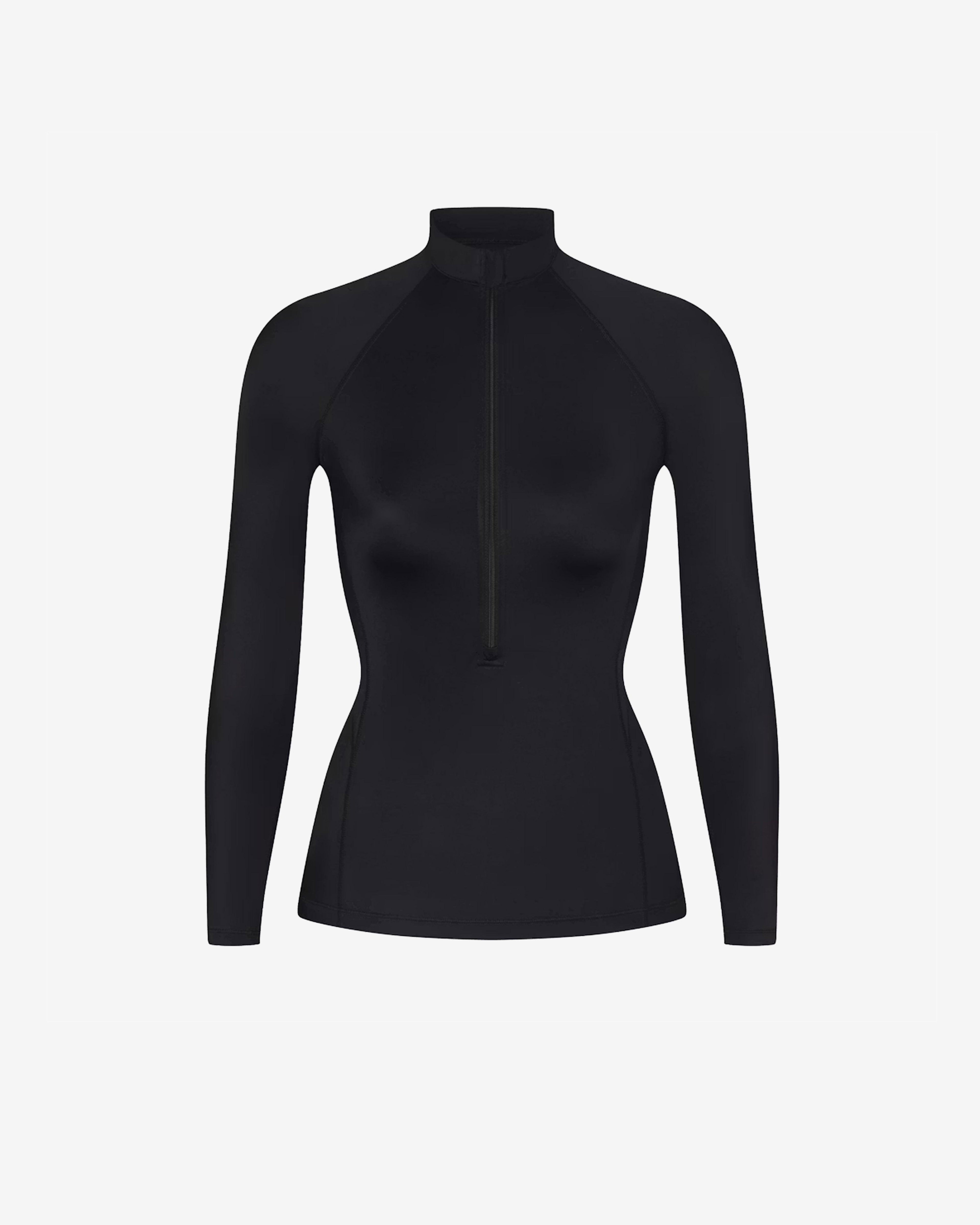 NikeSkims - Women's Matte Mock Neck Ls Half Zip Top - (Obsidian) by NIKE