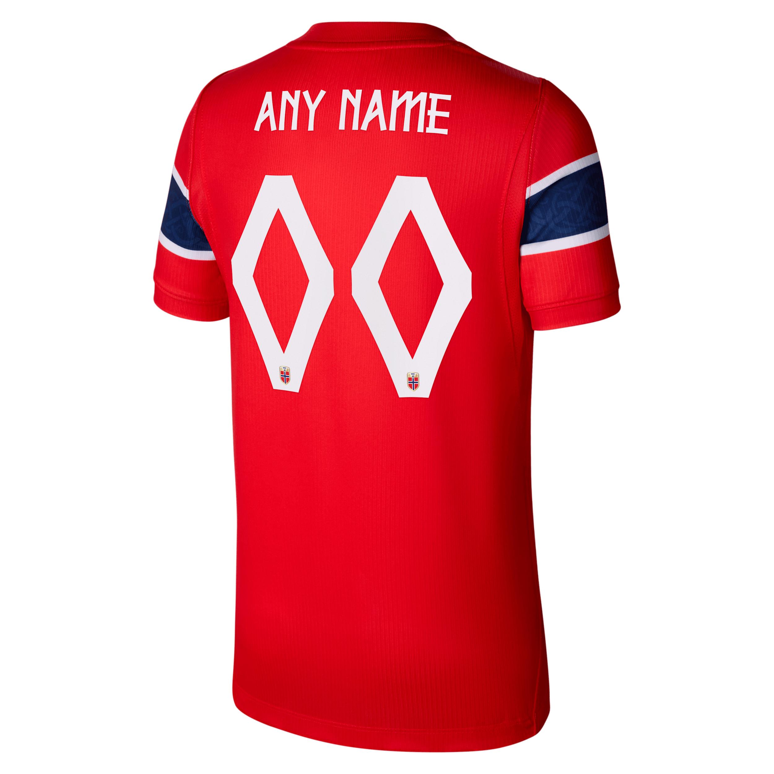 Norway 2026 Stadium Home Big Kids' Nike Dri-FIT Soccer Replica Custom Jersey By You by NIKE