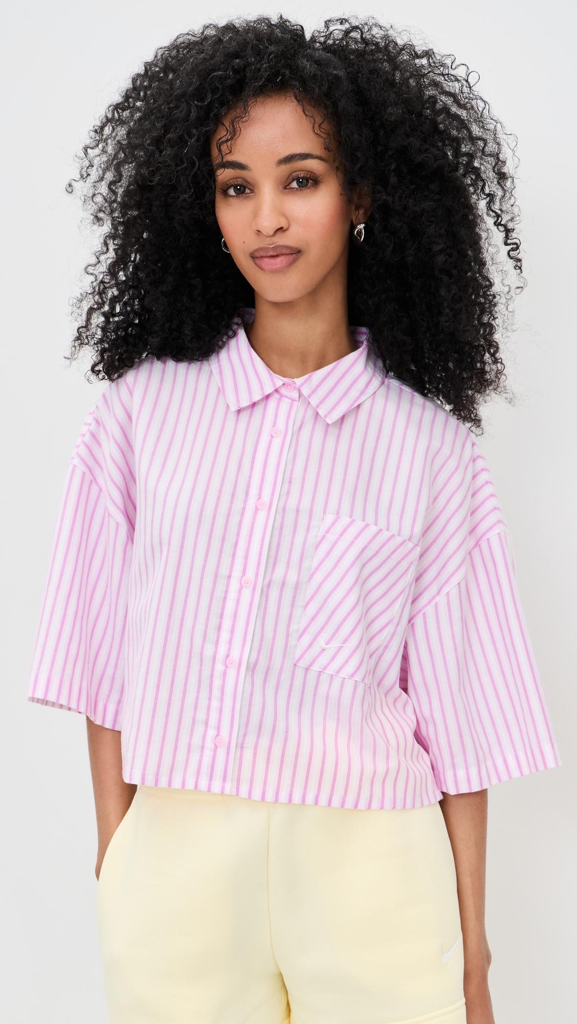 Offline Chill Poplin Stripe Button Down Shirt by NIKE