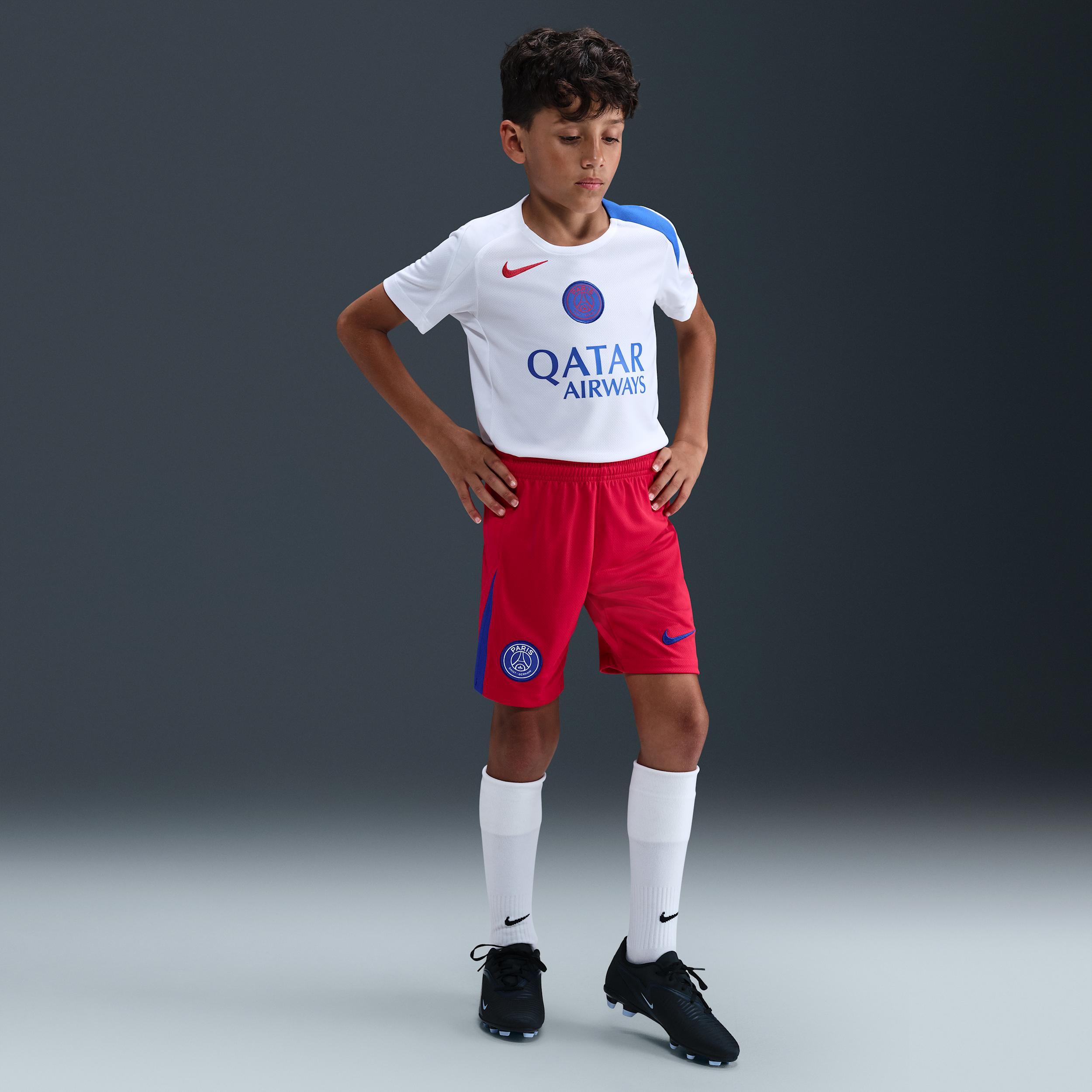 PSG 2025/26 Stadium Third Big Kids' Nike Dri-FIT Total 90 Soccer Replica Shorts by NIKE