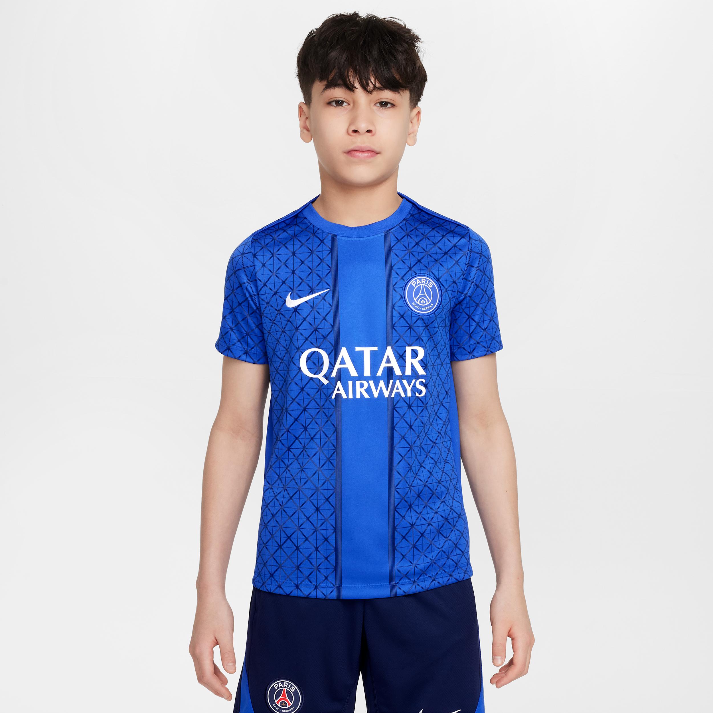 Paris Saint-Germain Academy Pro Home Big Kids' Nike Dri-FIT Soccer Pre-Match Short-Sleeve Top by NIKE