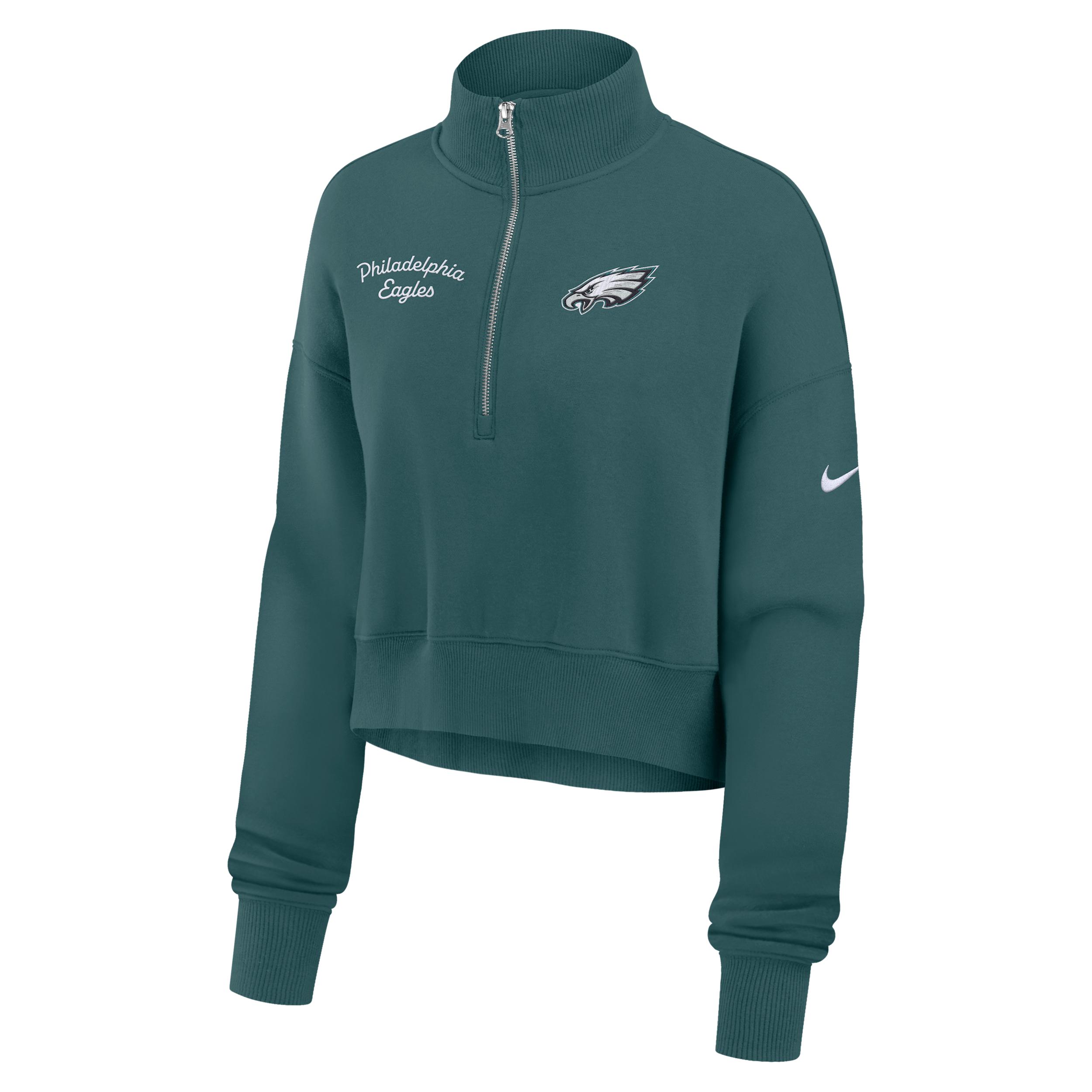 Philadelphia Eagles Phoenix Nike Women's NFL Cropped 1/4-Zip Crew by NIKE