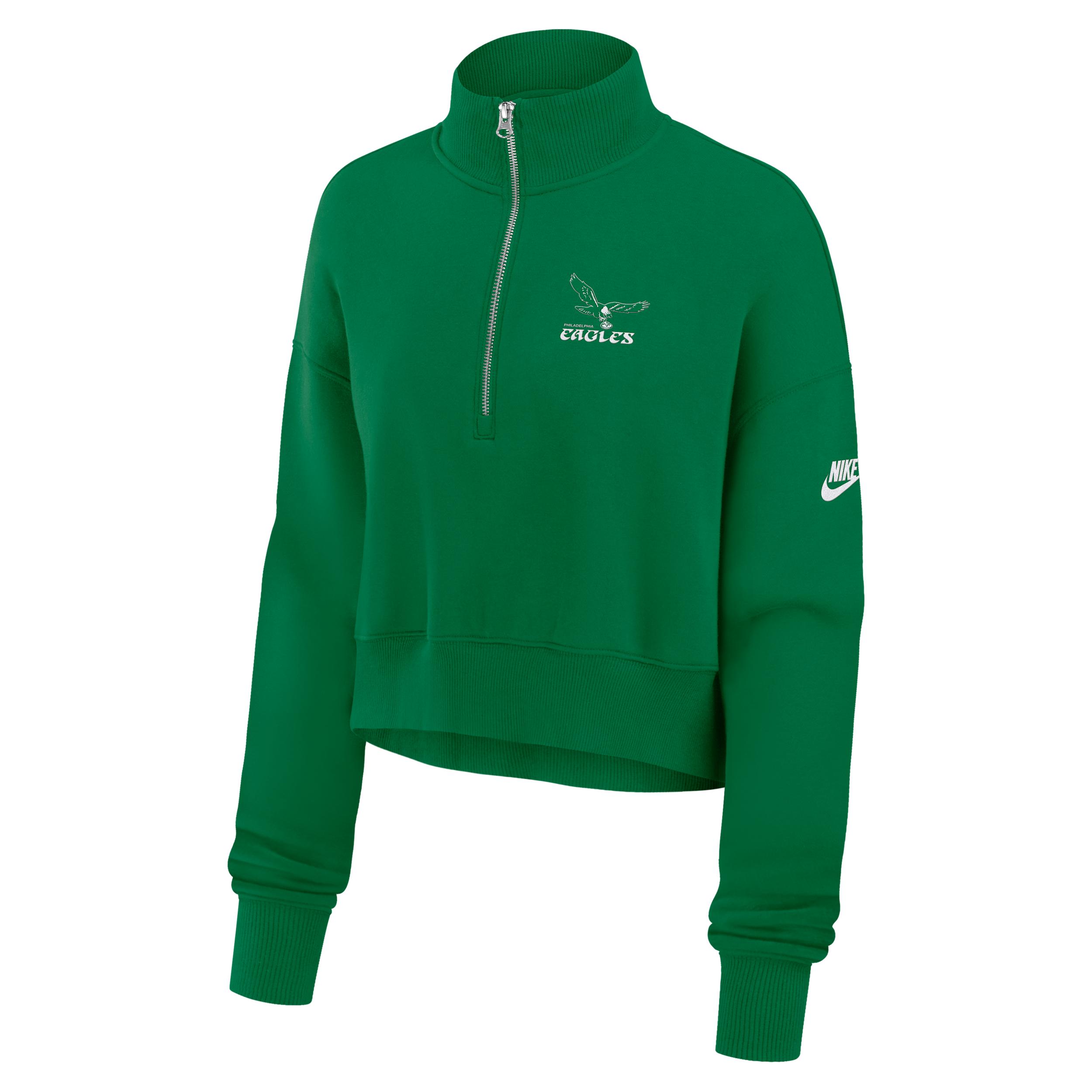 Philadelphia Eagles Phoenix Nike Women's NFL Cropped 1/4-Zip Crew by NIKE