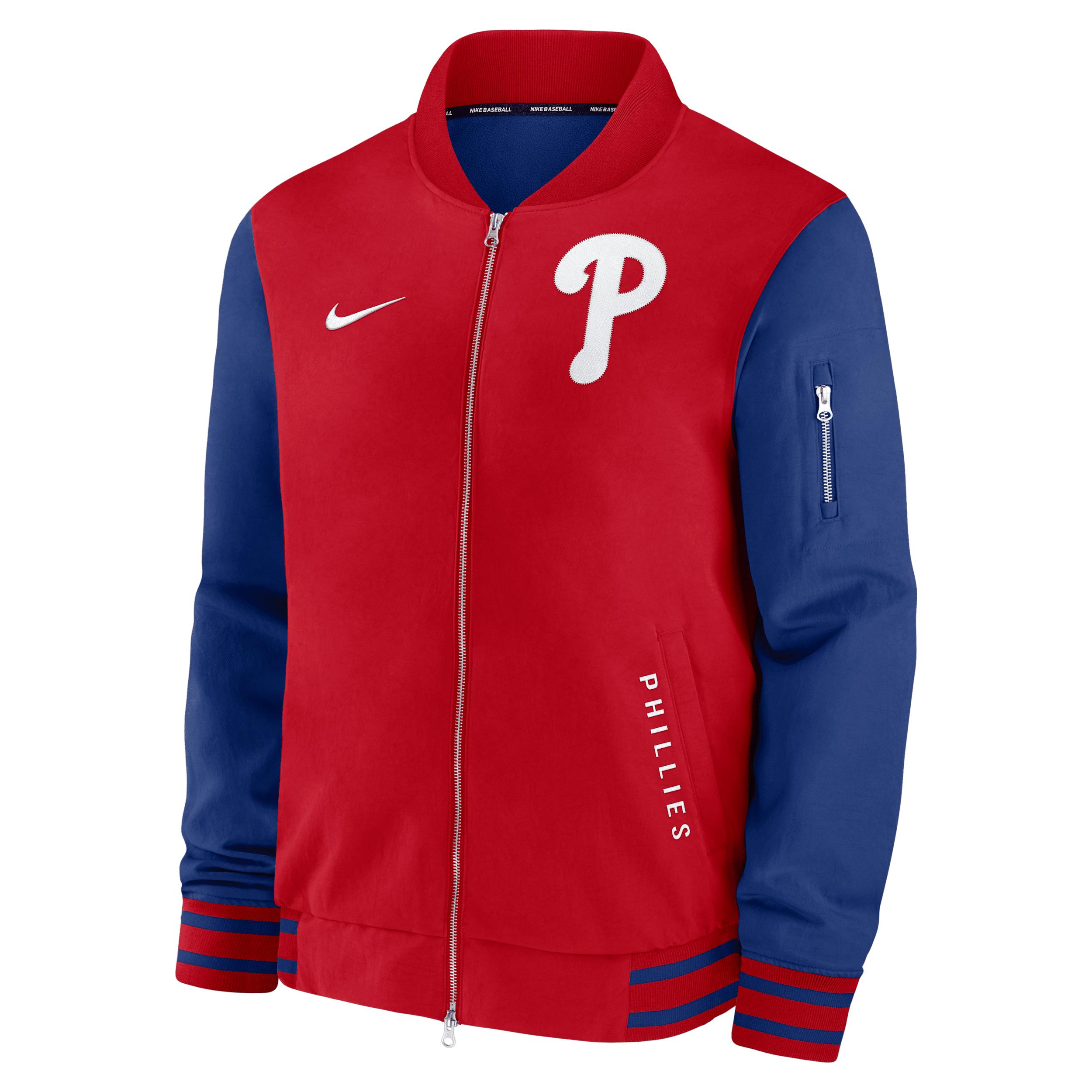 Philadelphia Phillies Authentic Collection Dugout Nike Men's MLB Full-Zip Bomber Jacket by NIKE