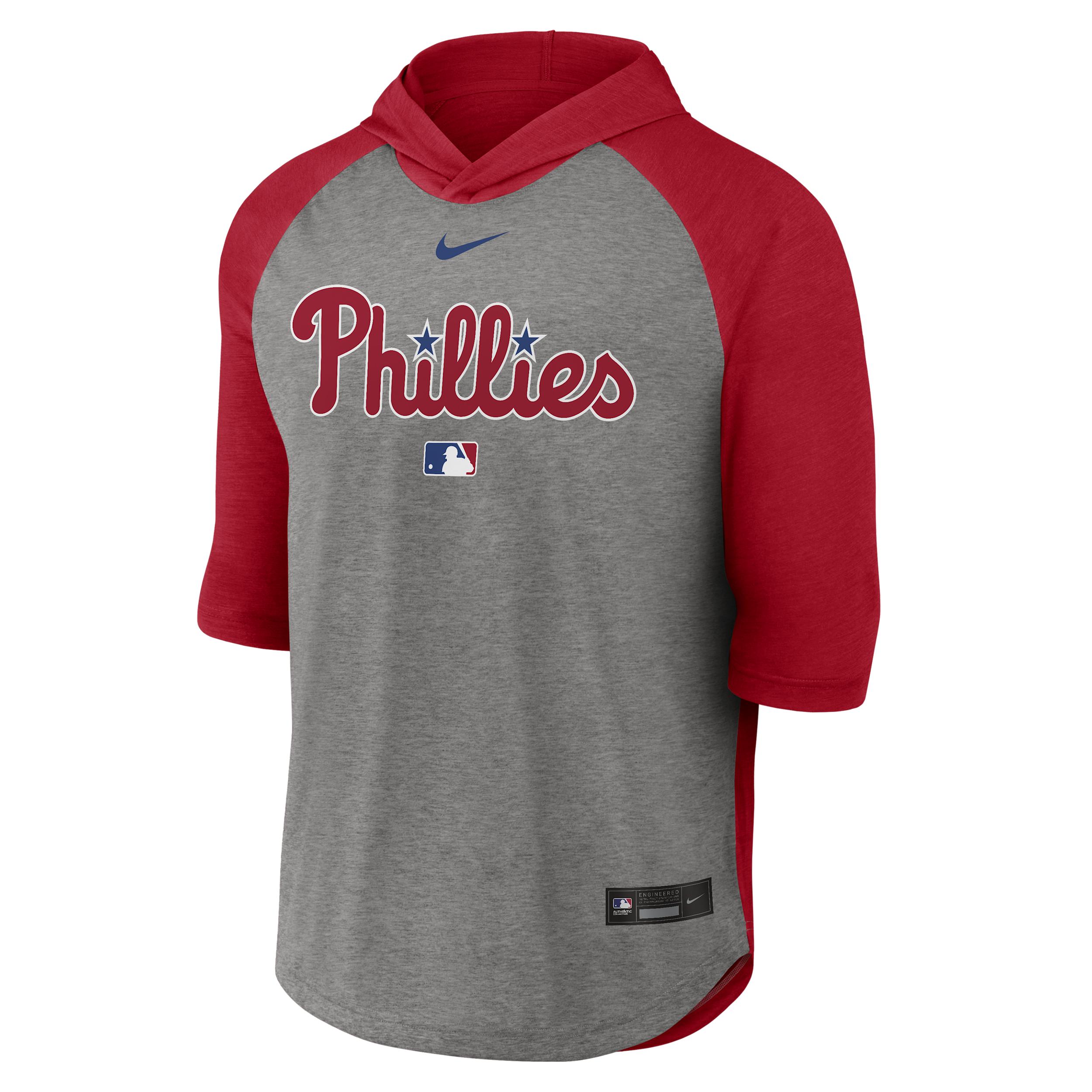 Philadelphia Phillies Authentic Collection Flux Nike Men's Dri-FIT MLB 3/4-Sleeve Hooded T-Shirt by NIKE