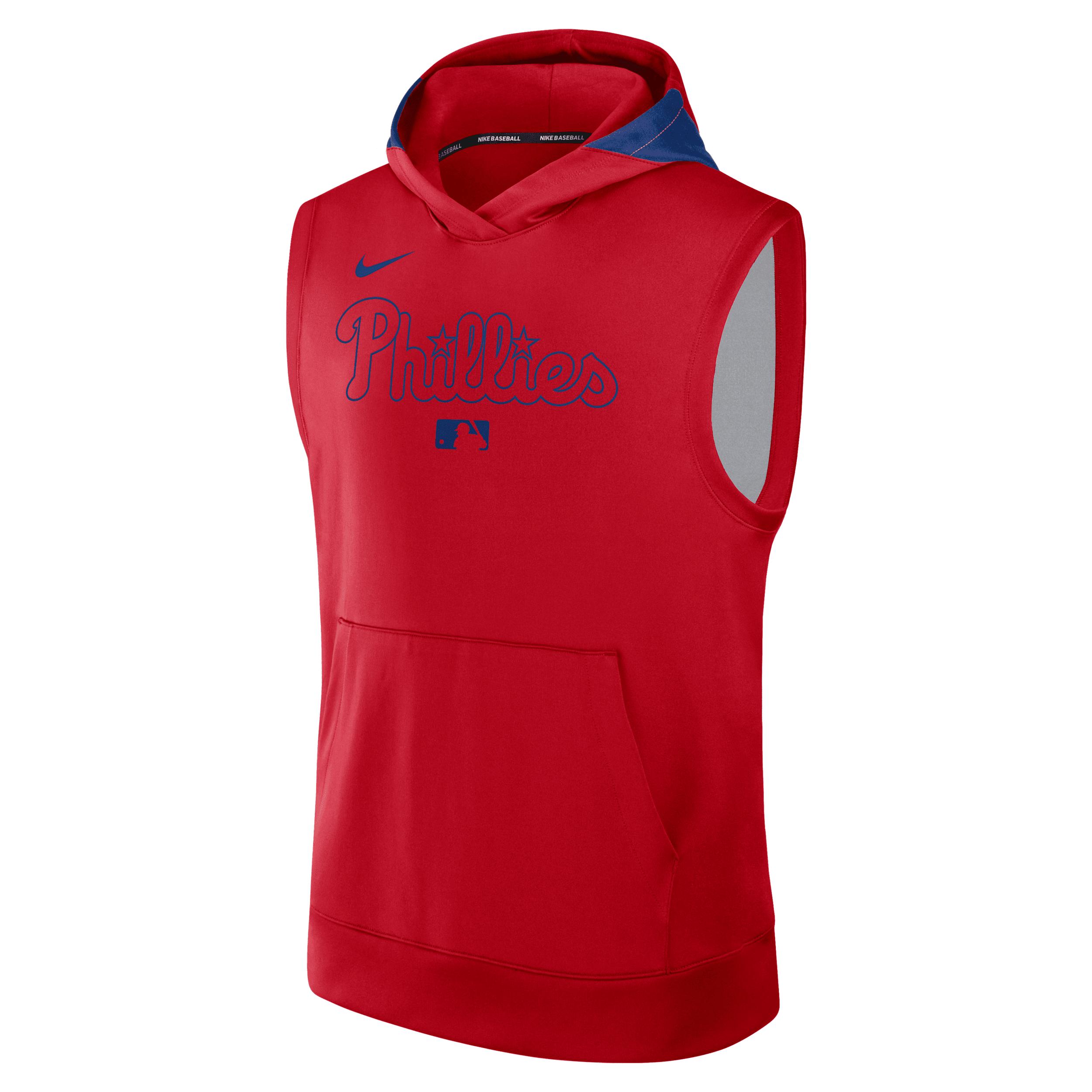 Philadelphia Phillies Authentic Collection Menâs Nike Men's Dri-FIT MLB Sleeveless Pullover Hoodie by NIKE