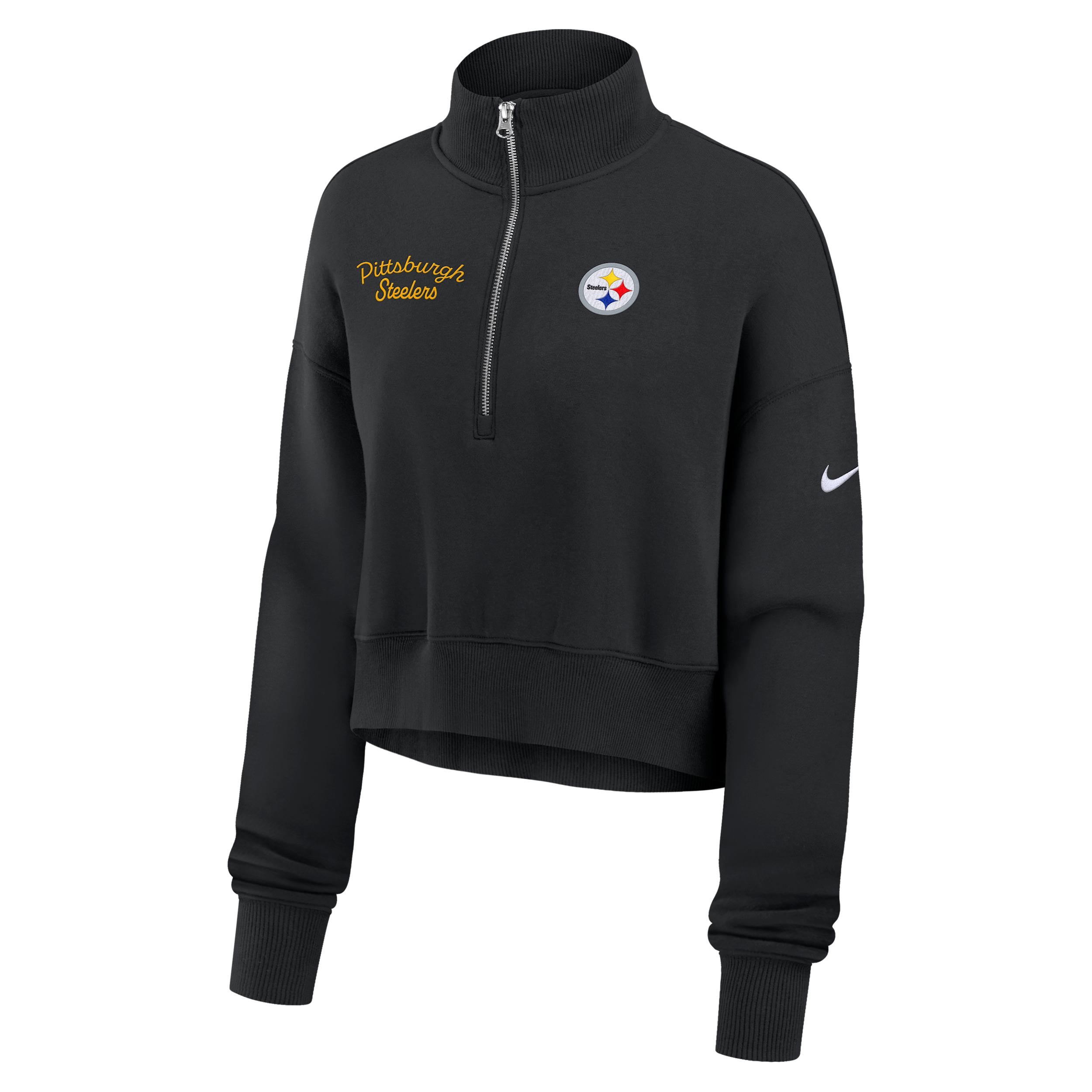 Pittsburgh Steelers Phoenix Nike Women's NFL Cropped 1/4-Zip Crew by NIKE