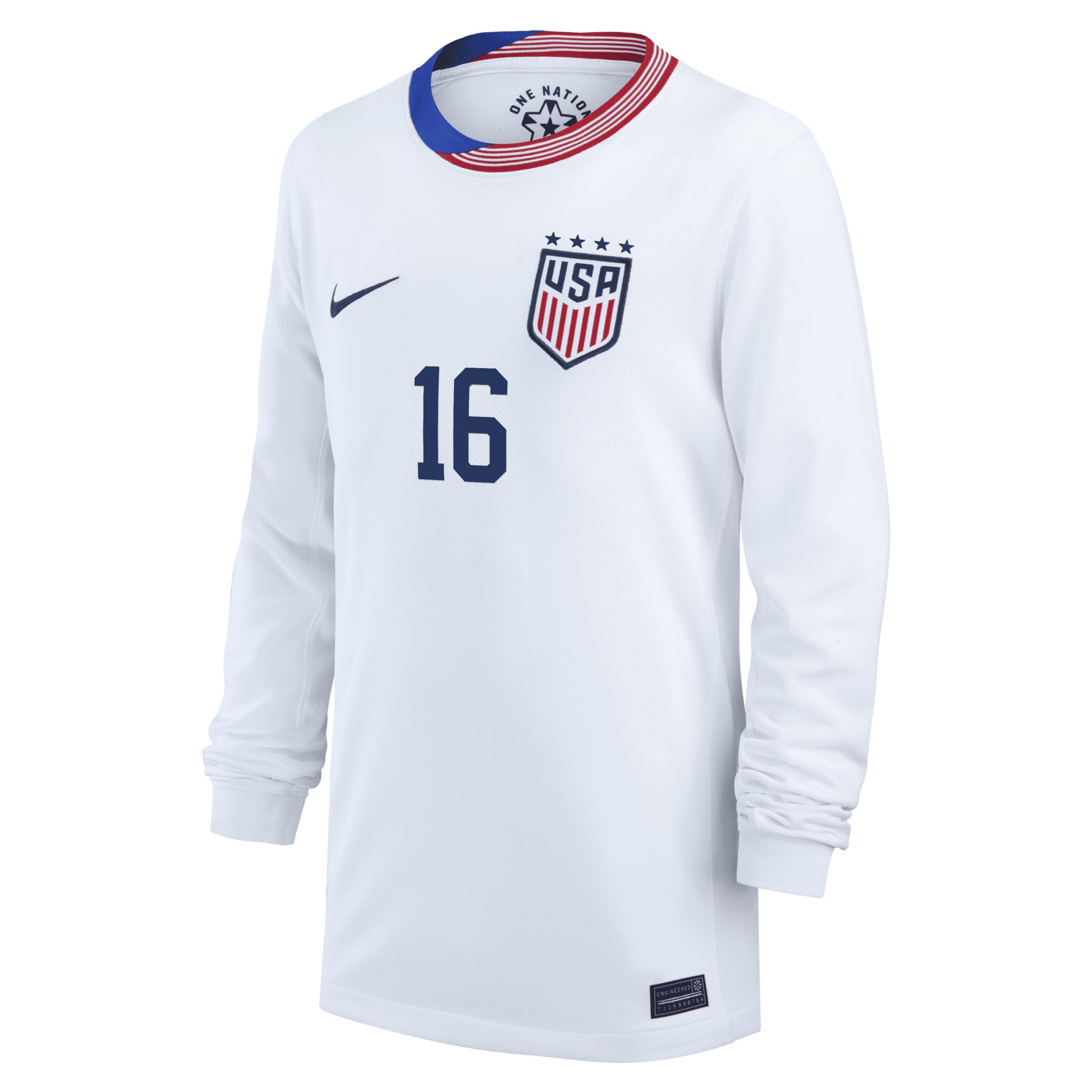 Rose Lavelle USWNT 2024 Stadium Home Big Kids' Nike Dri-FIT Long-Sleeve Soccer Jersey by NIKE