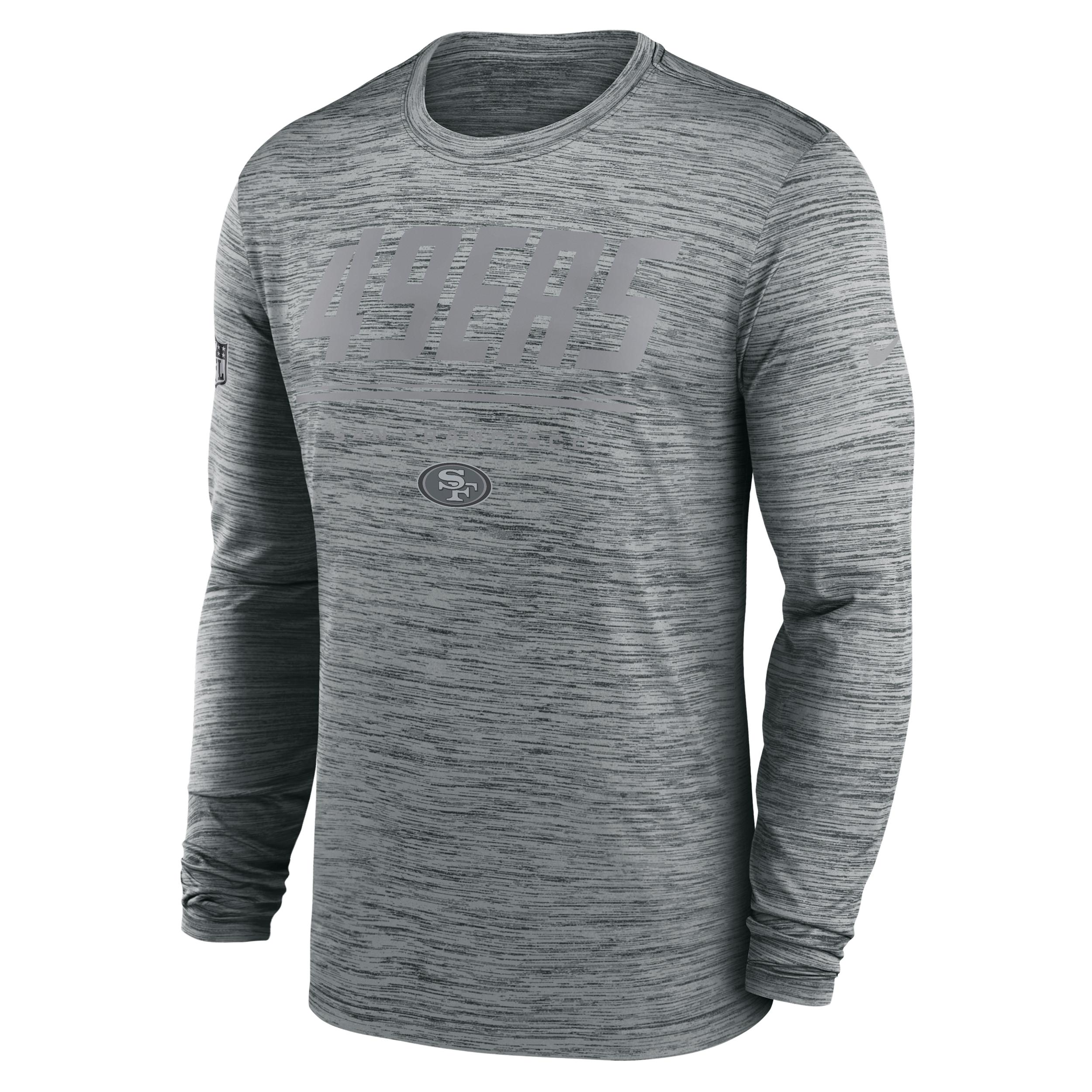 San Francisco 49ers Sideline Team Issue Velocity Nike Men's Dri-FIT NFL Long-Sleeve T-Shirt by NIKE