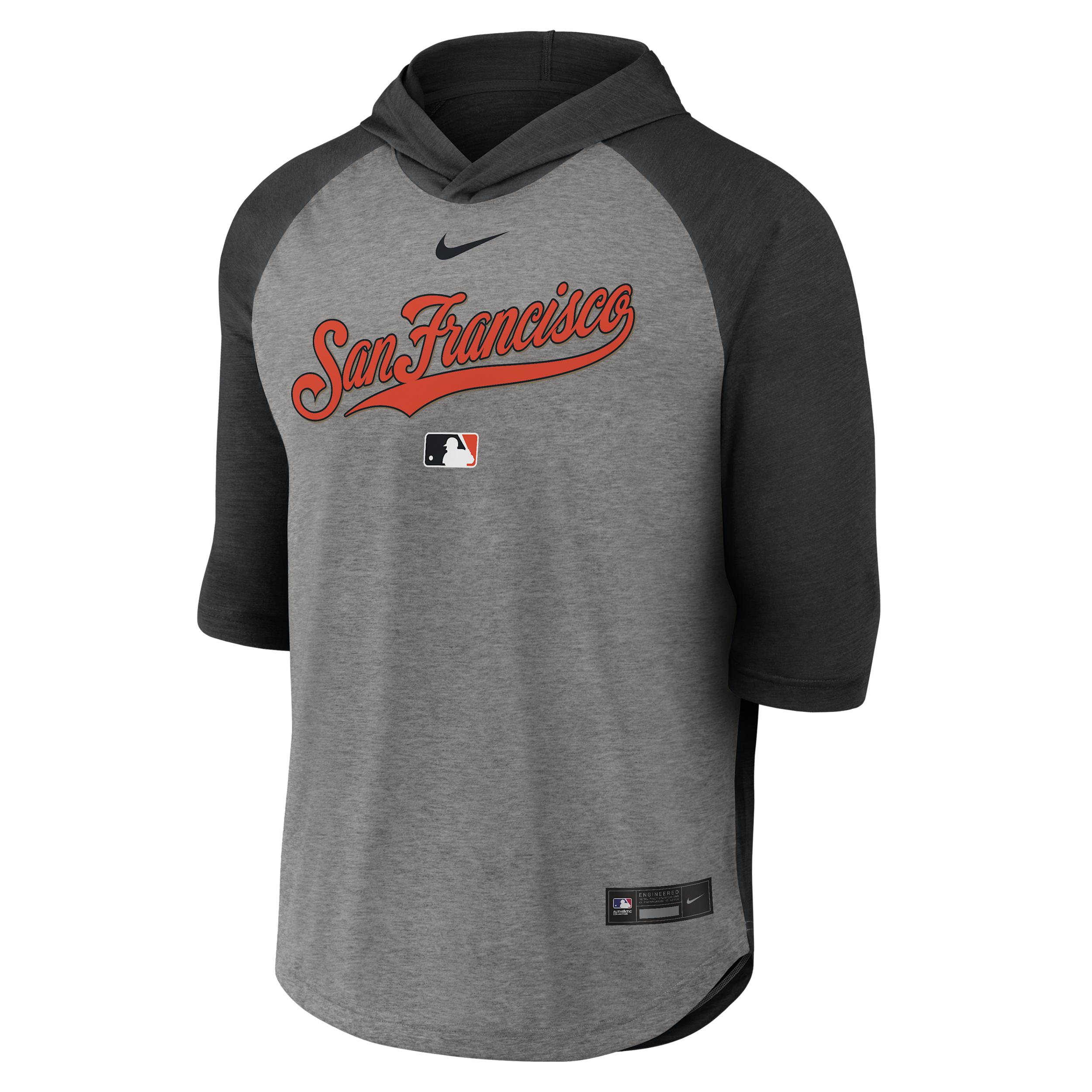San Francisco Giants Authentic Collection Flux Nike Men's Dri-FIT MLB 3/4-Sleeve Hooded T-Shirt by NIKE