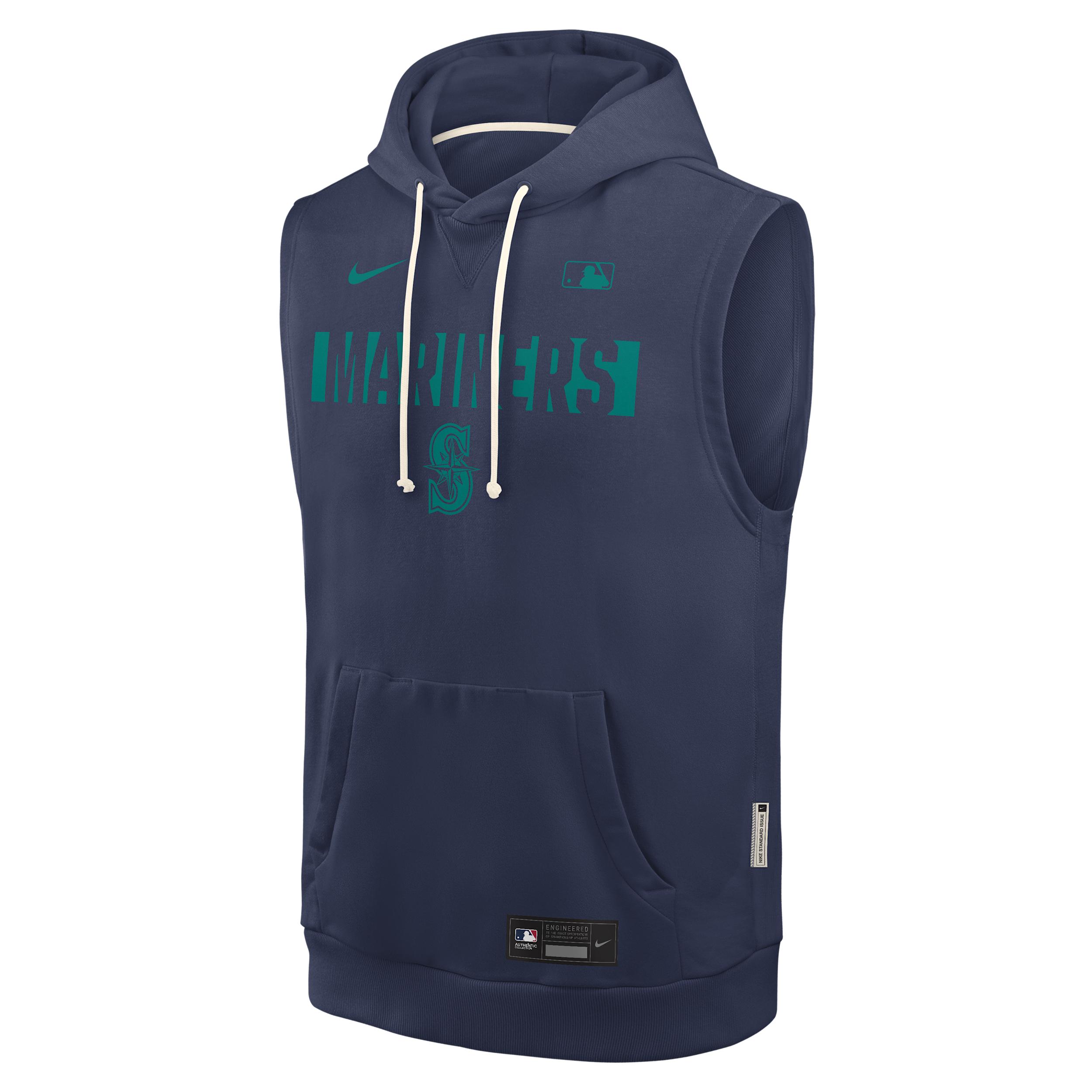 Seattle Mariners Authentic Collection Standard Issue Nike Men's Dri-FIT MLB Sleeveless Pullover Hoodie by NIKE