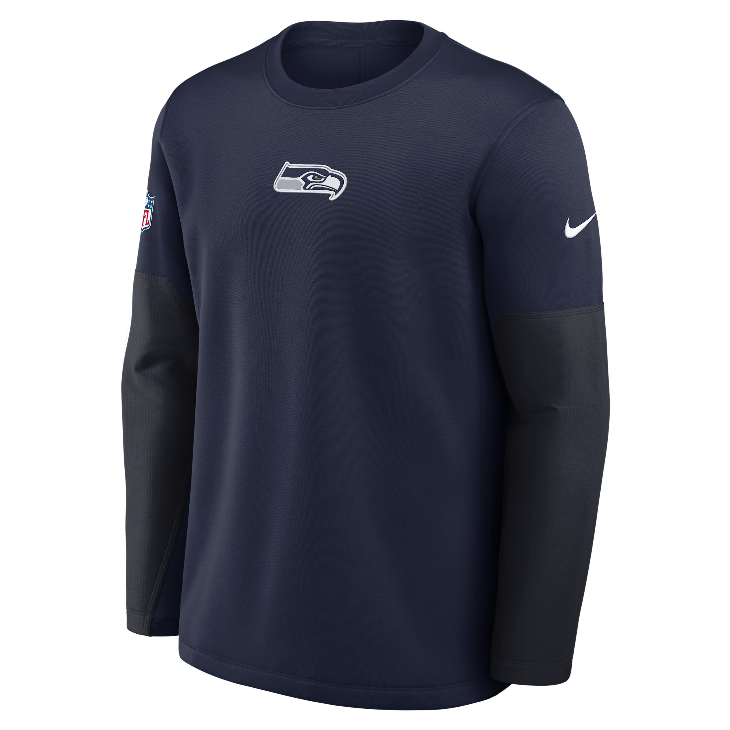 Seattle Seahawks Scripted To Win Sideline Coach Nike Men's Therma-FIT NFL Long-Sleeve T-Shirt by NIKE