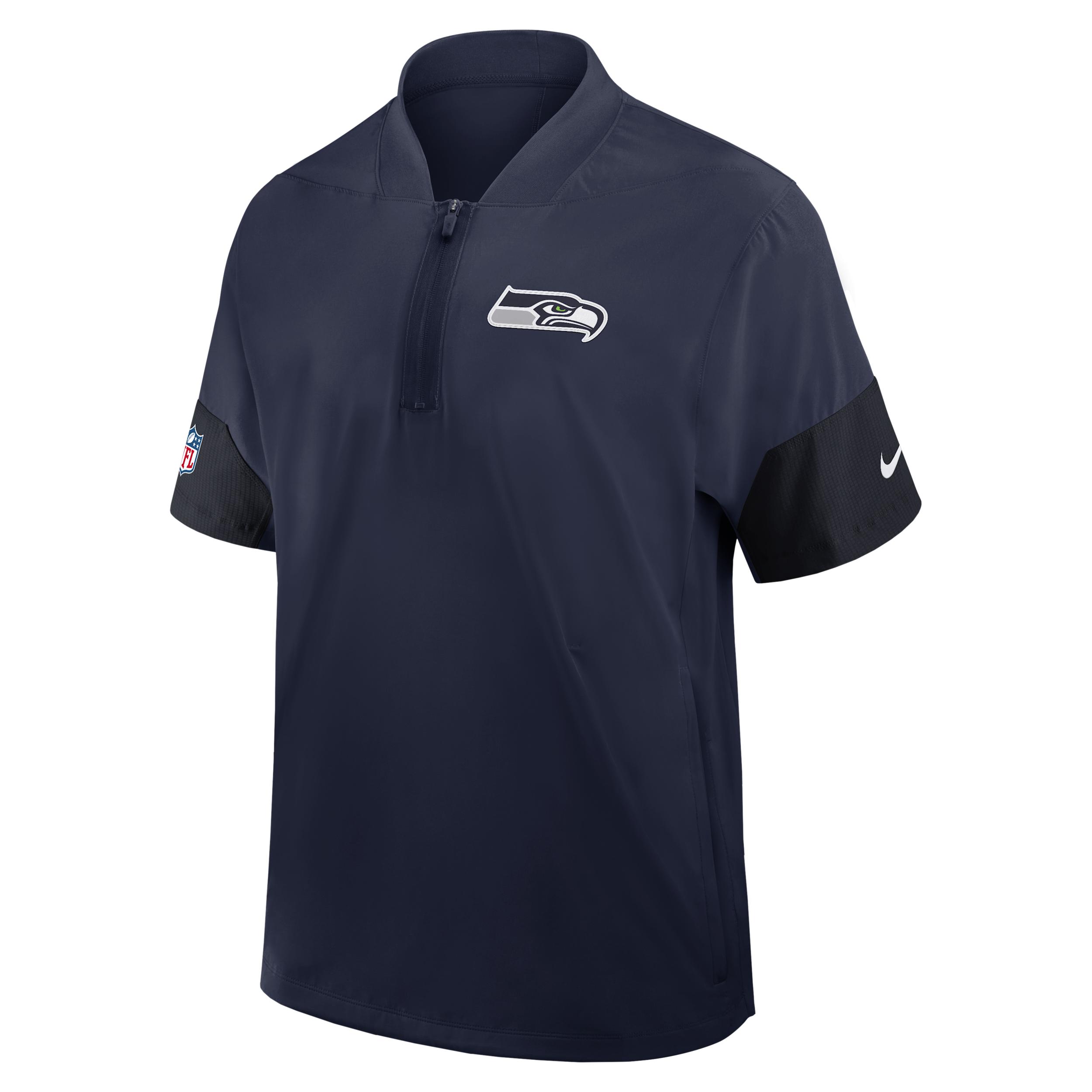 Seattle Seahawks Sideline Coach Nike Men's NFL 1/2-Zip Short-Sleeve Jacket by NIKE