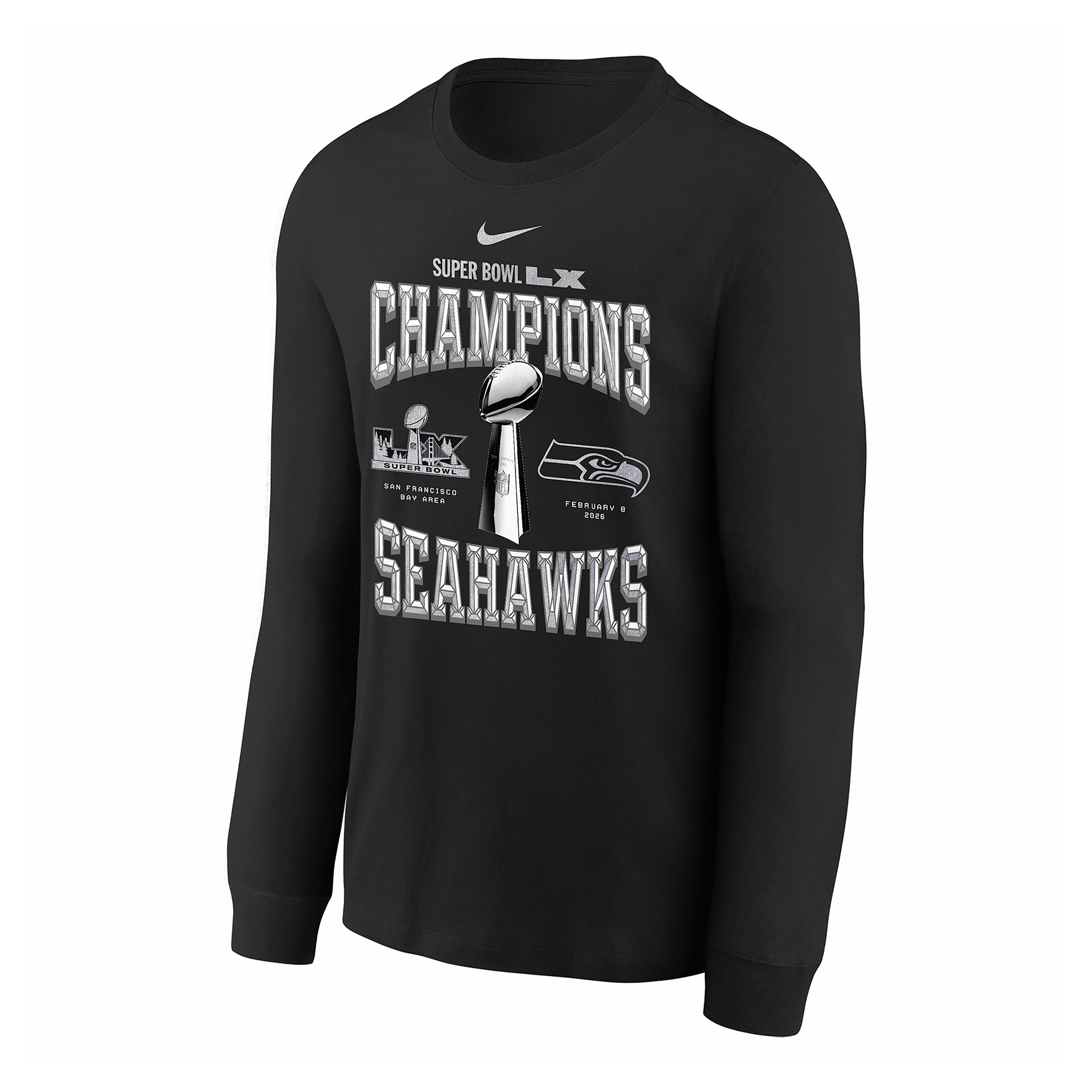 Seattle Seahawks Super Bowl LX Champions Replica Locker Room Big Kids' Nike NFL Long-Sleeve T-Shirt by NIKE