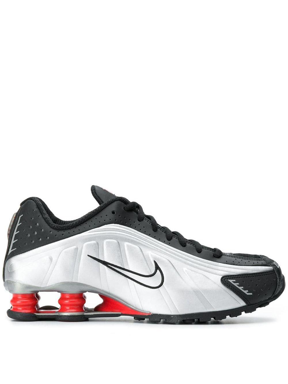 Shox R4 "Black/Metallic Silver" sneakers by NIKE