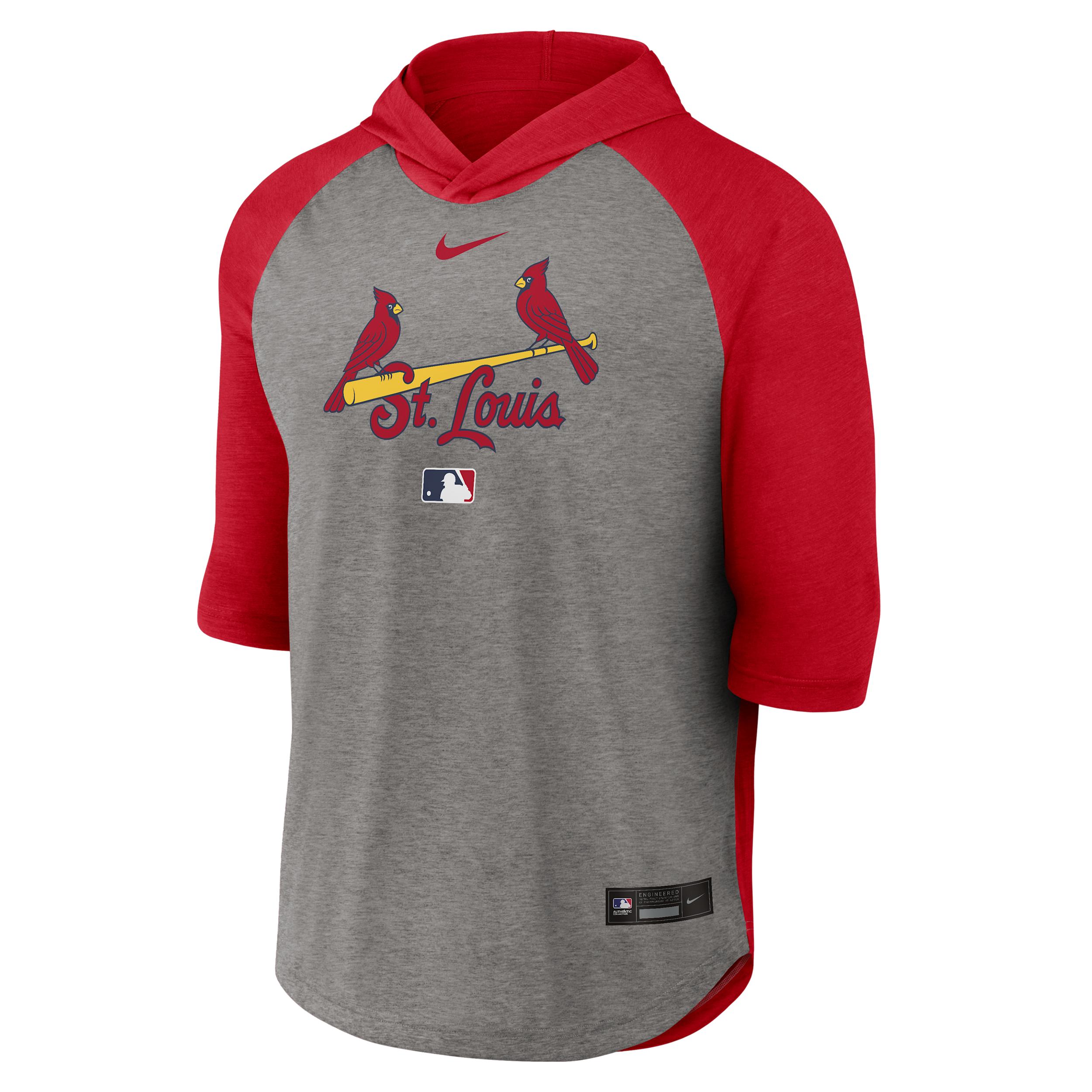 St. Louis Cardinals Authentic Collection Flux Nike Men's Dri-FIT MLB 3/4-Sleeve Hooded T-Shirt by NIKE