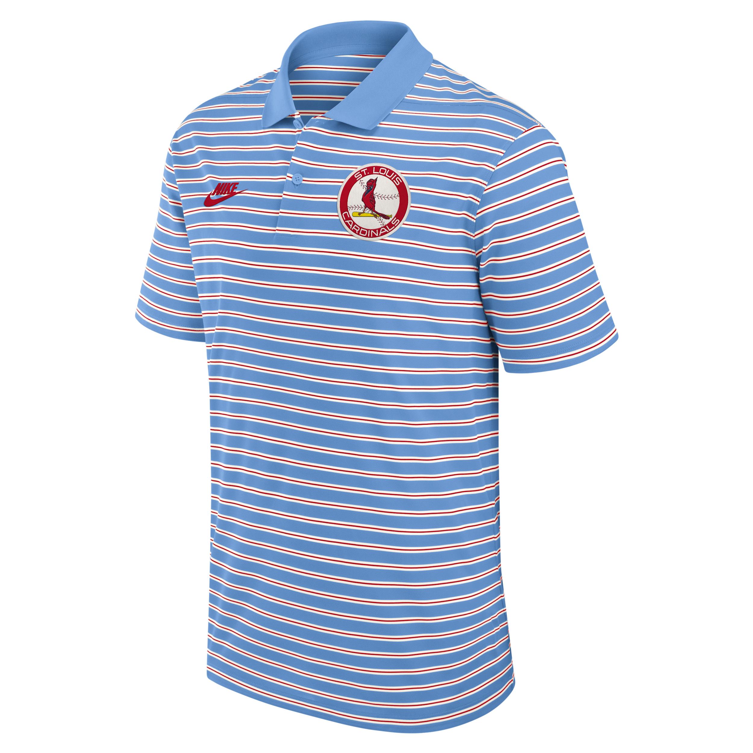St. Louis Cardinals Cooperstown Striped Victory Nike Men's Dri-FIT MLB Polo by NIKE