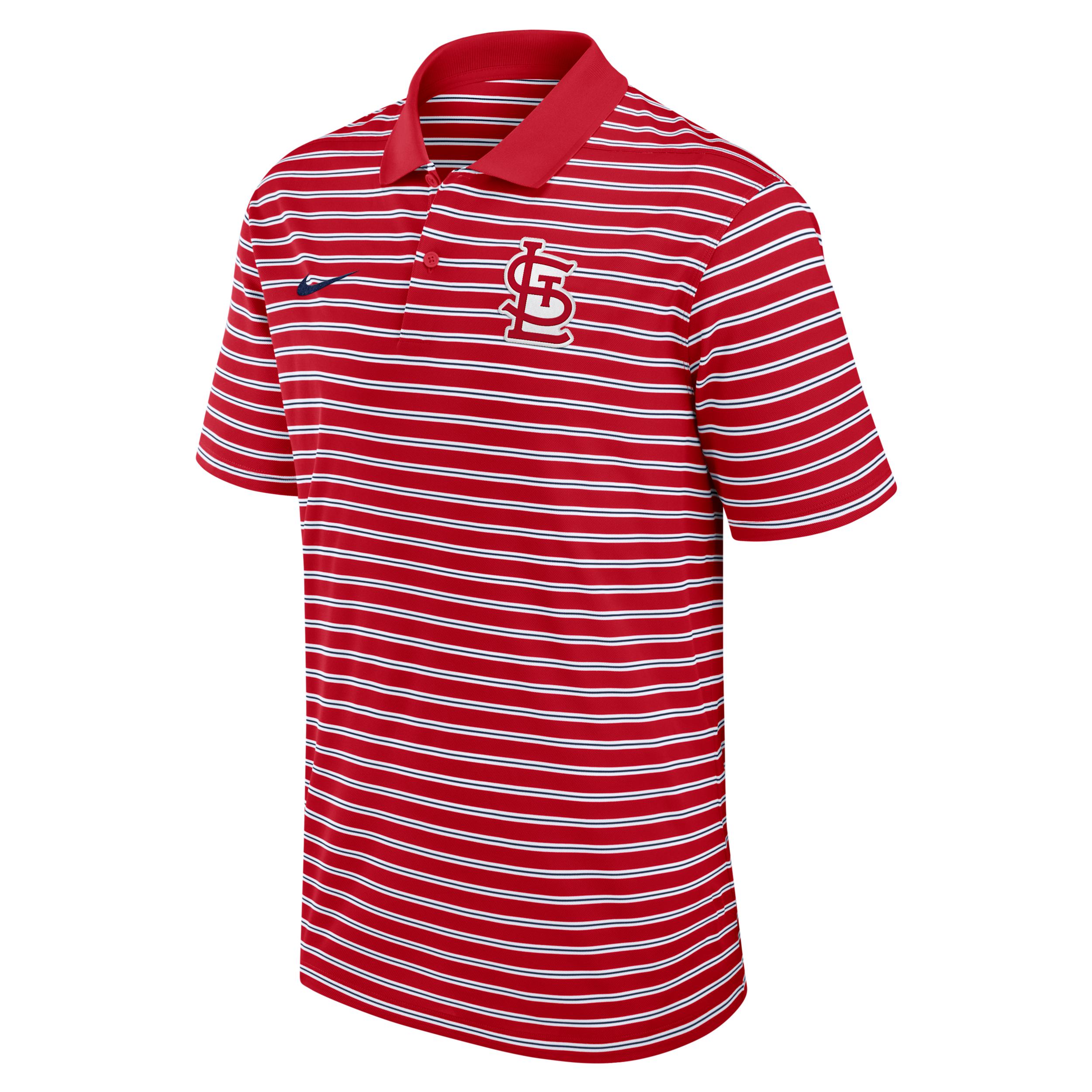 St. Louis Cardinals Striped Victory Nike Men's Dri-FIT MLB Polo by NIKE