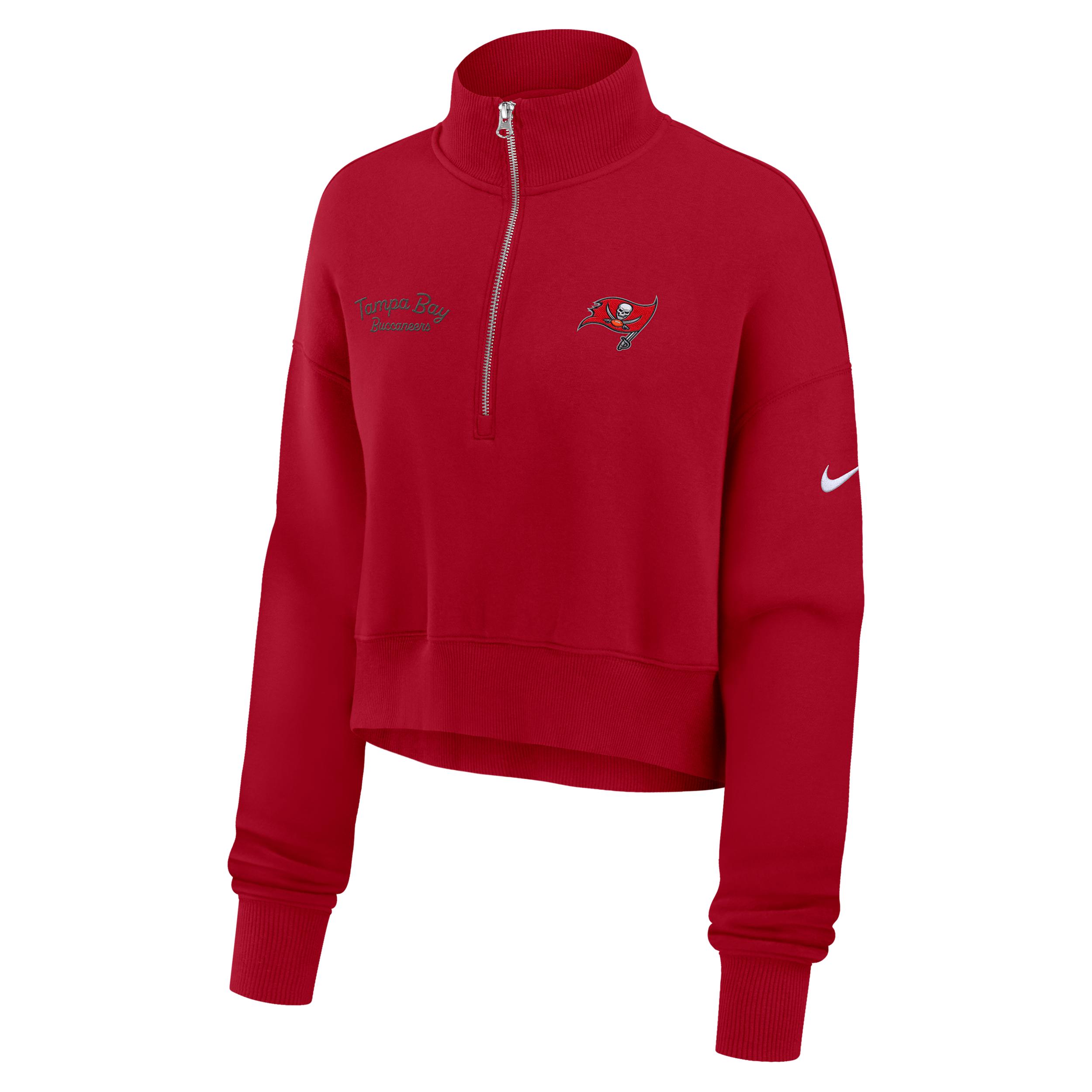Tampa Bay Buccaneers Phoenix Nike Women's NFL Cropped 1/4-Zip Crew by NIKE
