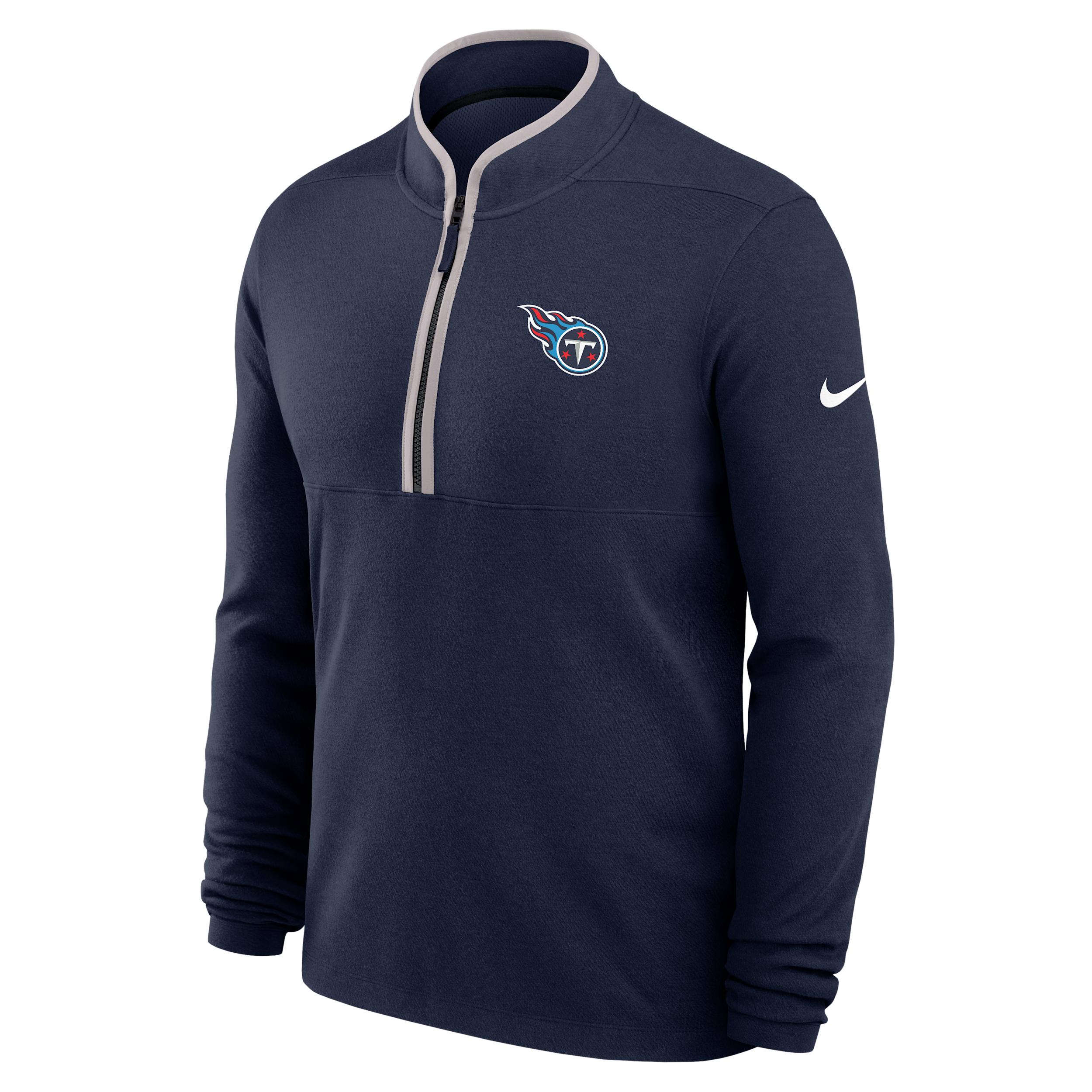 Tennessee Titans Logo Victory Nike Men's Dri-FIT NFL 1/2-Zip Long-Sleeve Top by NIKE