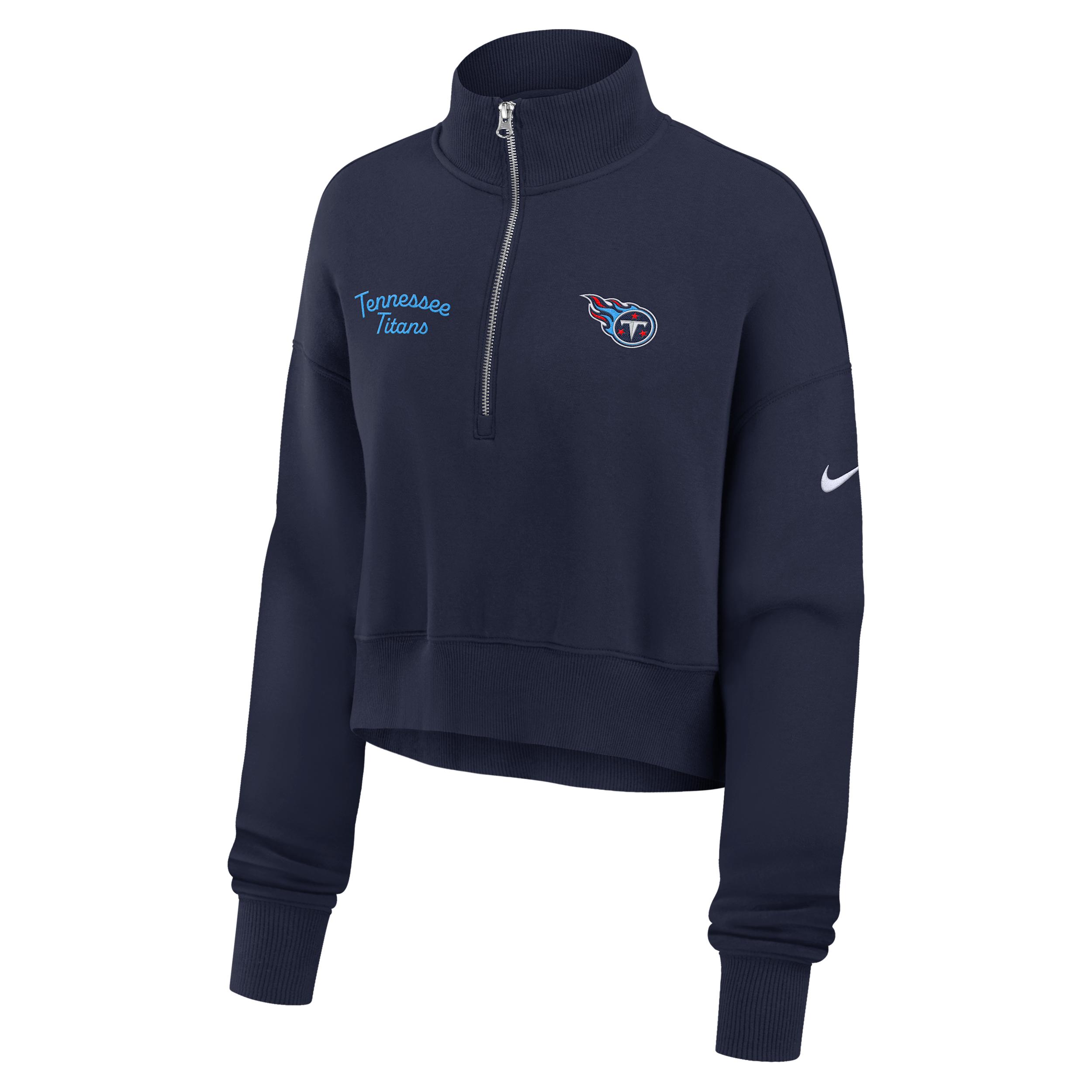 Tennessee Titans Phoenix Nike Women's NFL Cropped 1/4-Zip Crew by NIKE