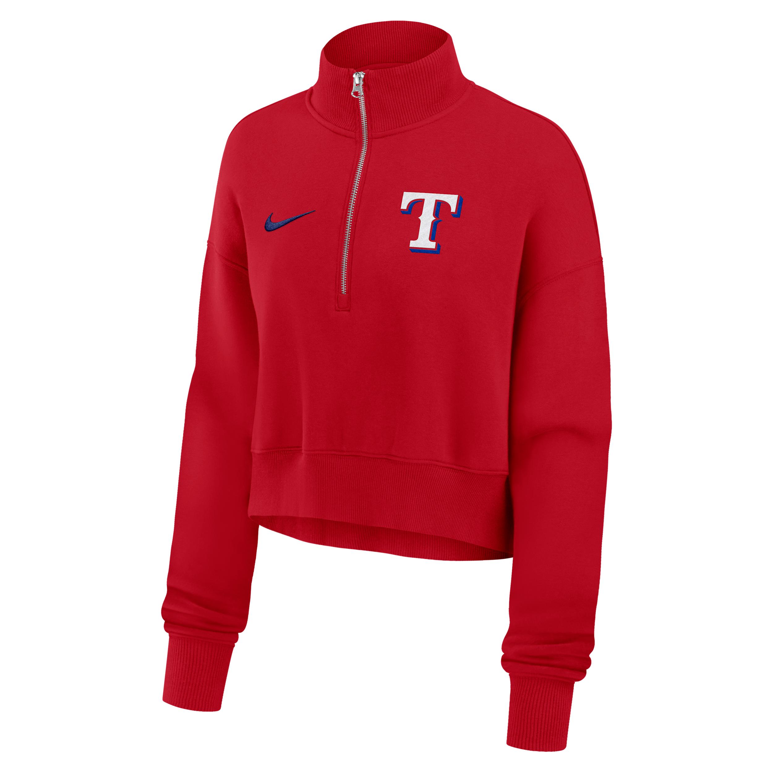 Texas Rangers Phoenix Nike Women's MLB Cropped 1/4-Zip Crew by NIKE