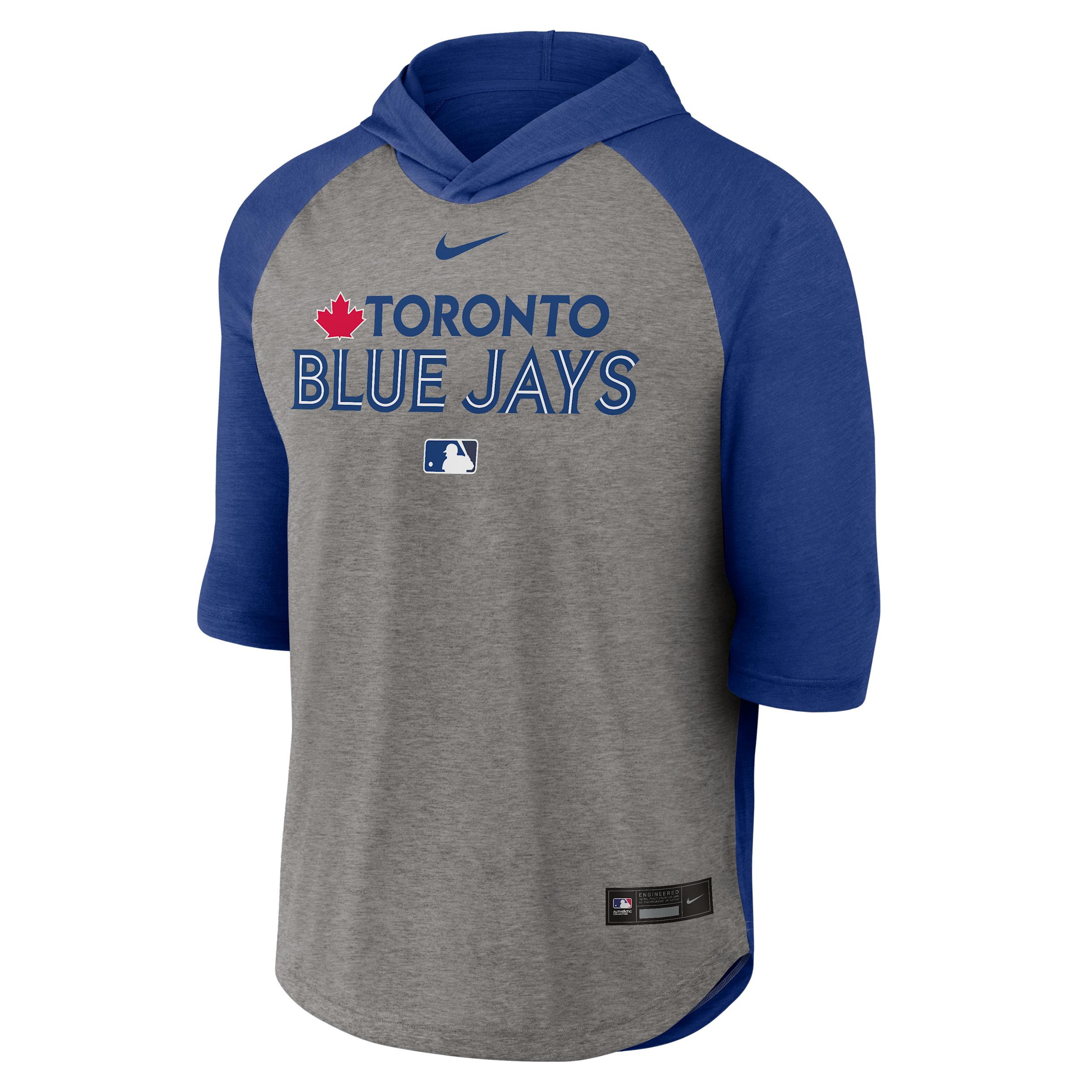 Toronto Blue Jays Authentic Collection Flux Nike Men's Dri-FIT MLB 3/4-Sleeve Hooded T-Shirt by NIKE