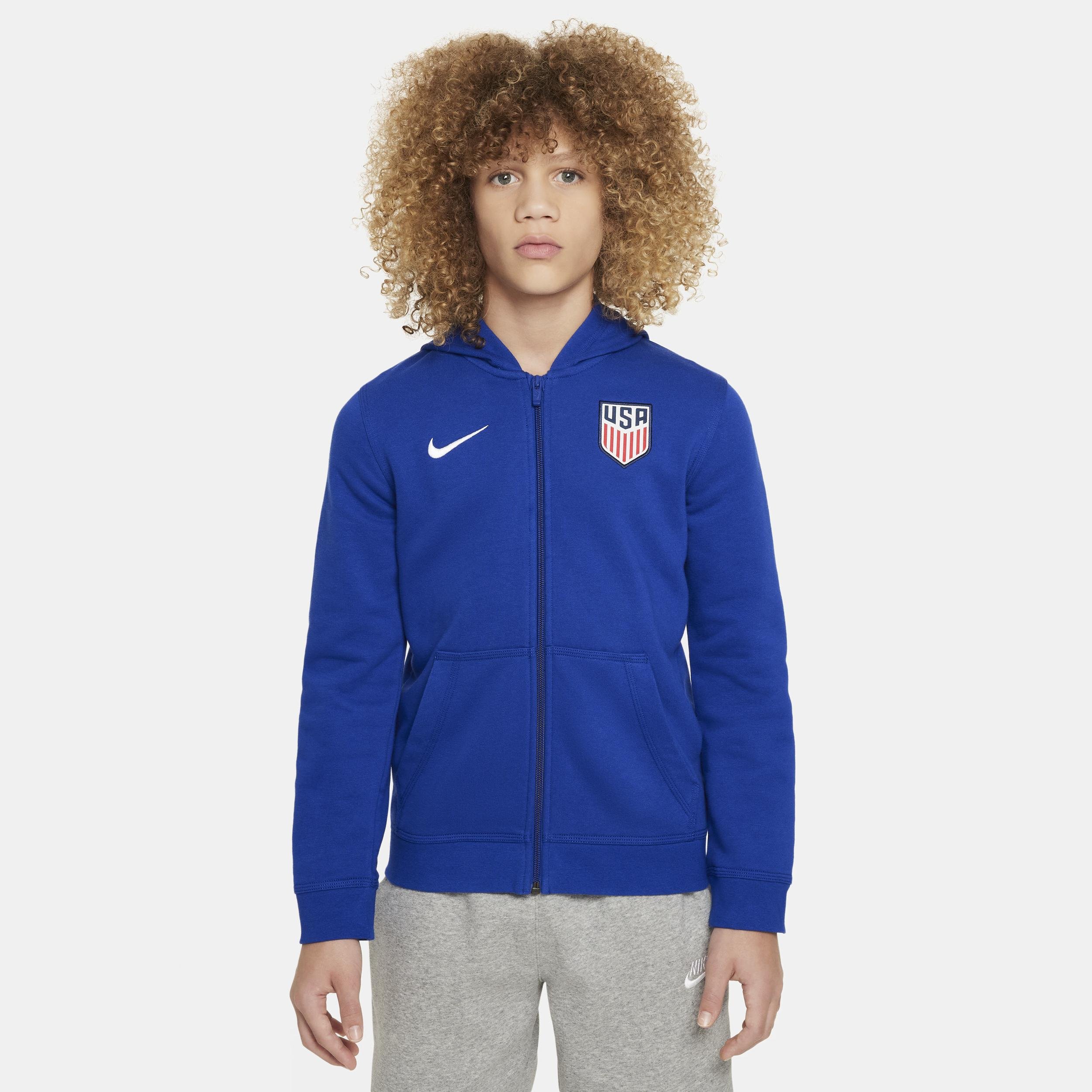 USMNT Club Big Kids' (Boys') Nike Soccer Full-Zip French Terry Hoodie by NIKE
