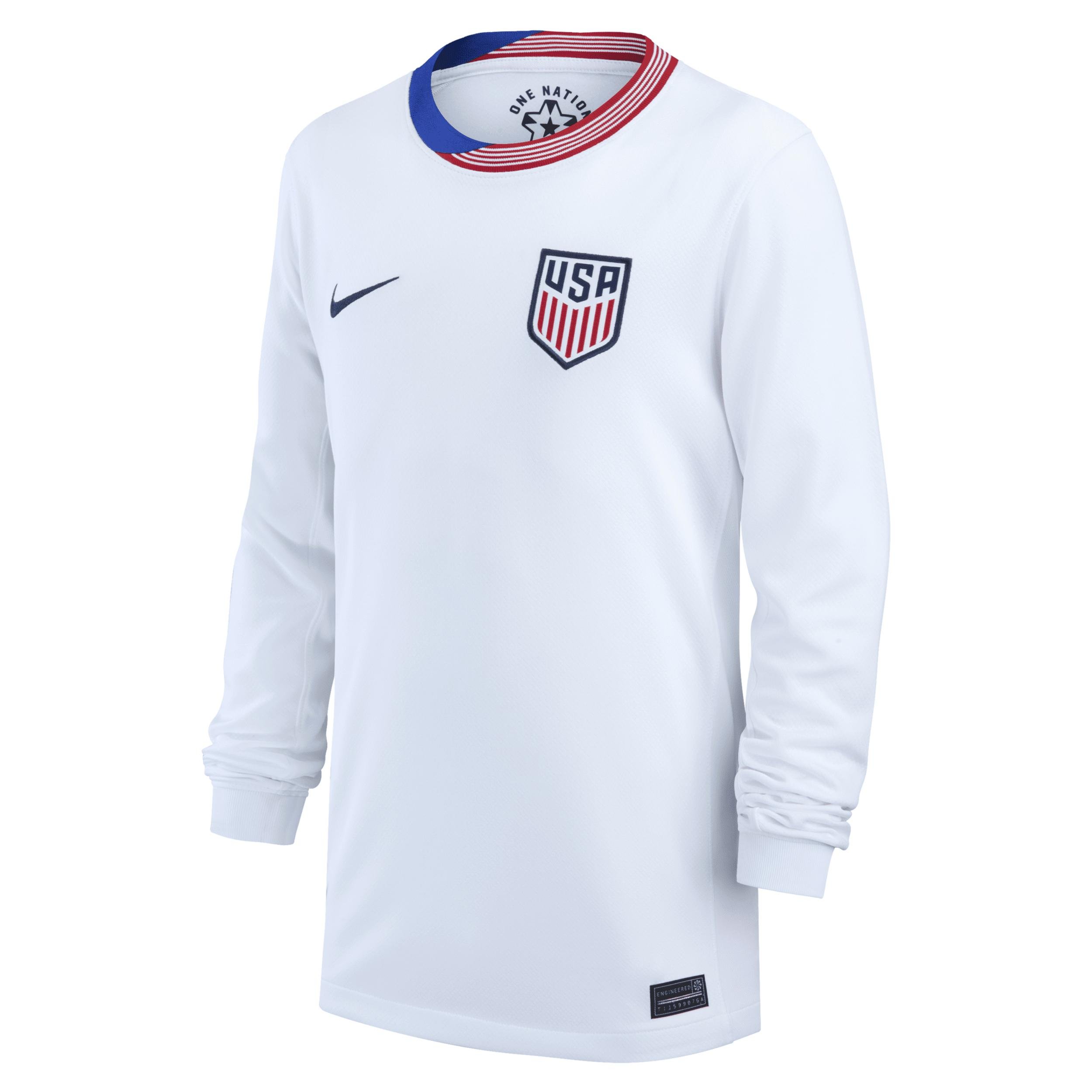 USWNT 2024 Stadium Home Big Kids' Nike Dri-FIT Soccer Long-Sleeve Replica Jersey by NIKE
