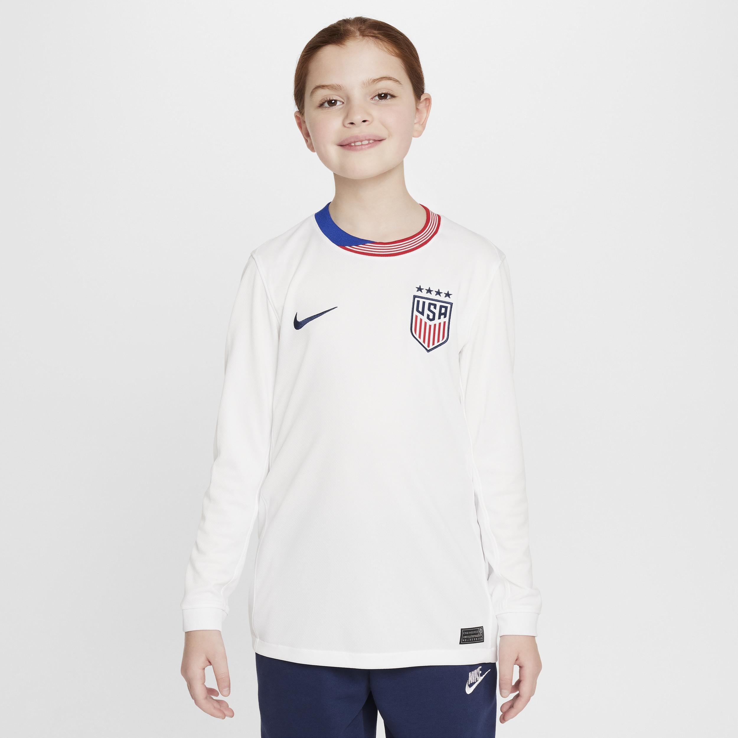 USWNT 2024 Stadium Home Big Kids' Nike Dri-FIT Soccer Long-Sleeve Replica Jersey by NIKE