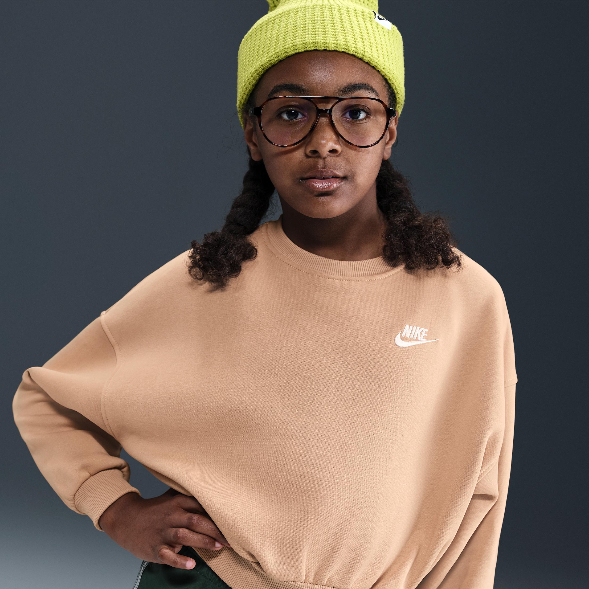 Unisex Nike Sportswear Club Fleece Girls' Boxy Crew-Neck Sweatshirt by NIKE