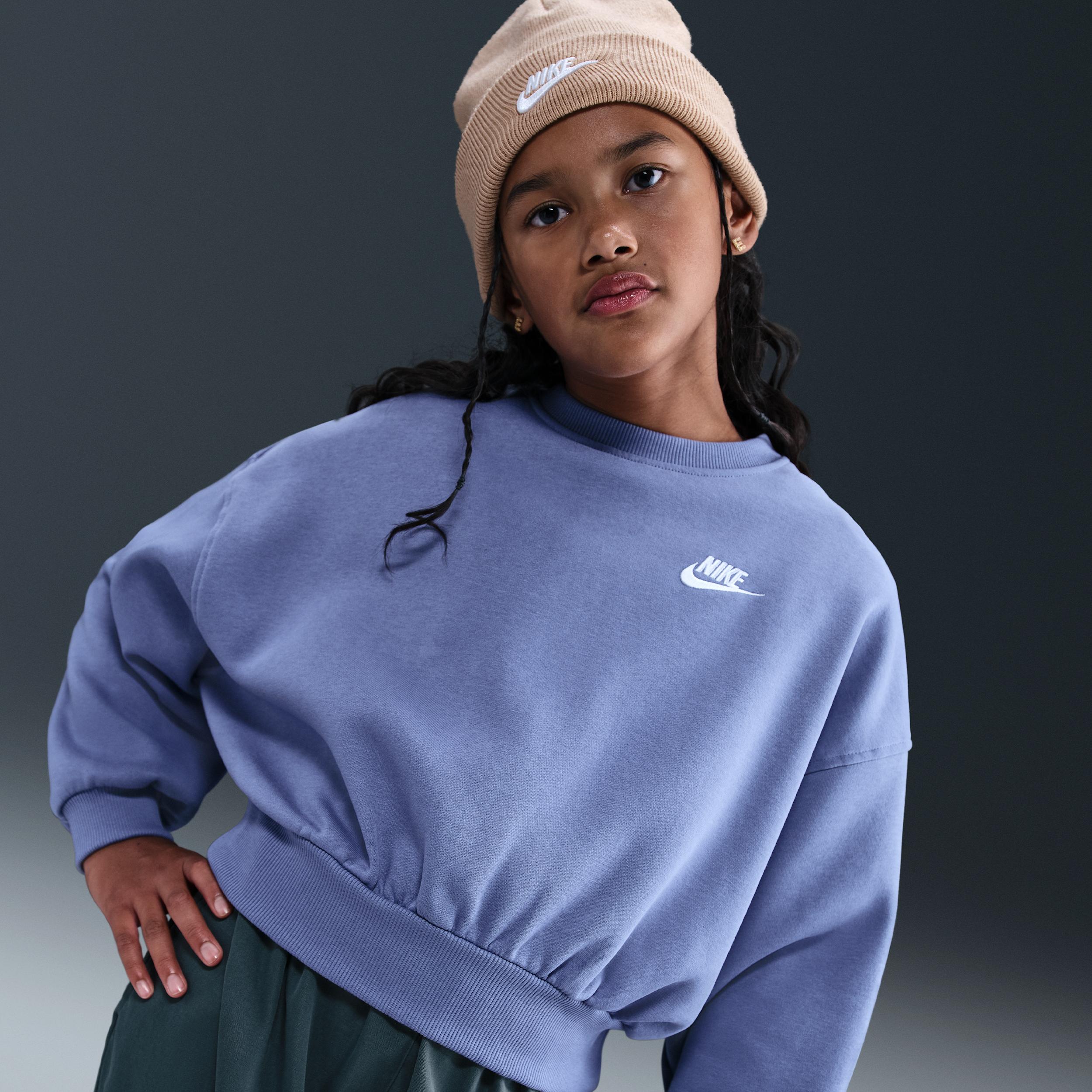 Unisex Nike Sportswear Club Fleece Girls' Boxy Crew-Neck Sweatshirt by NIKE