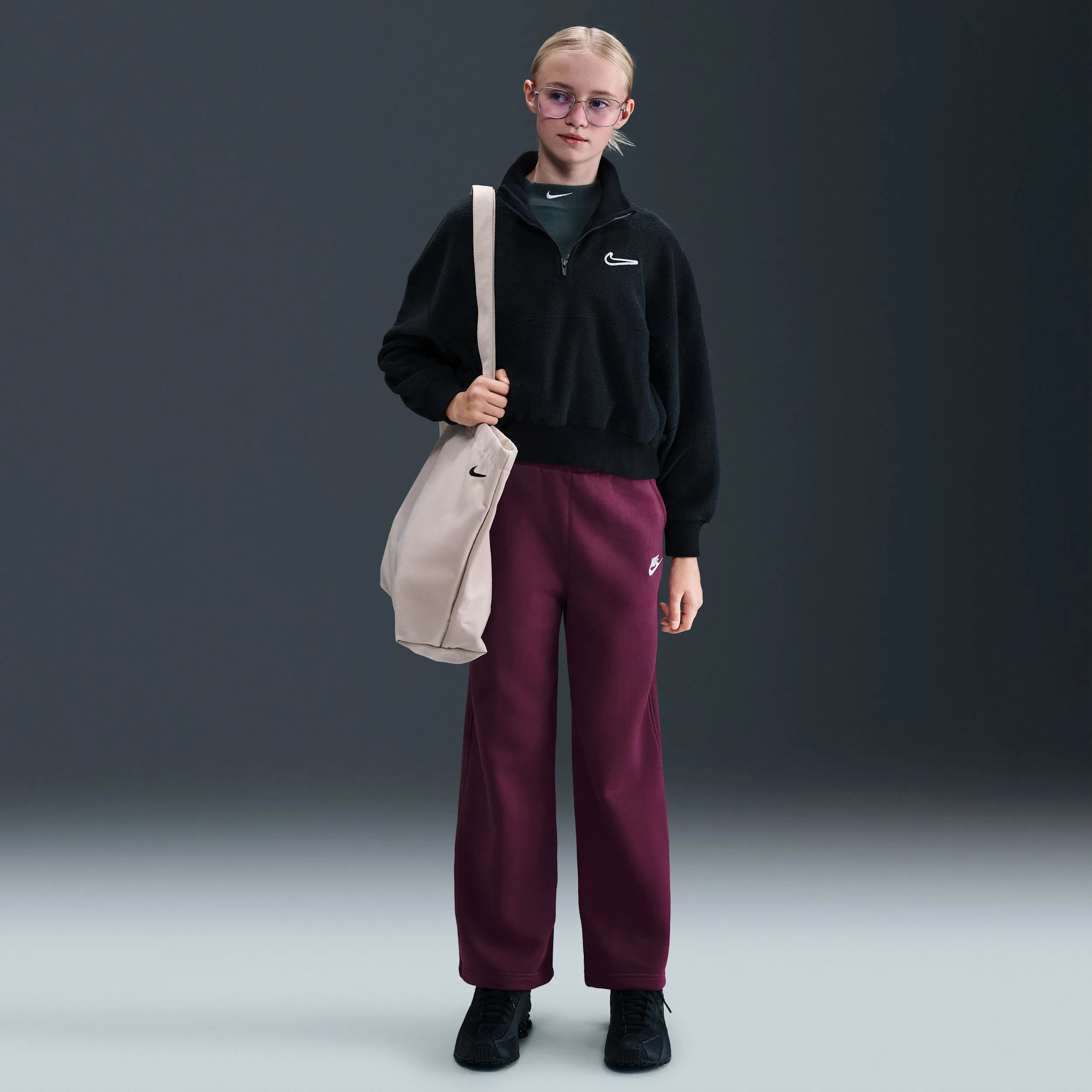 Unisex Nike Sportswear Club Fleece Girls' Wide-Leg Pants by NIKE