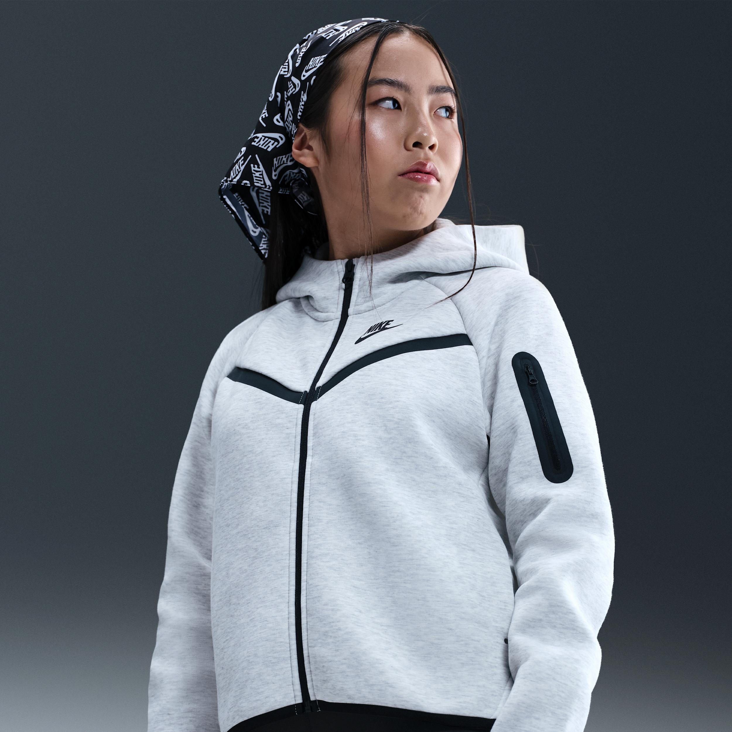 Unisex Nike Sportswear Tech Fleece Girls' Full-Zip Hoodie (Extended Size) by NIKE