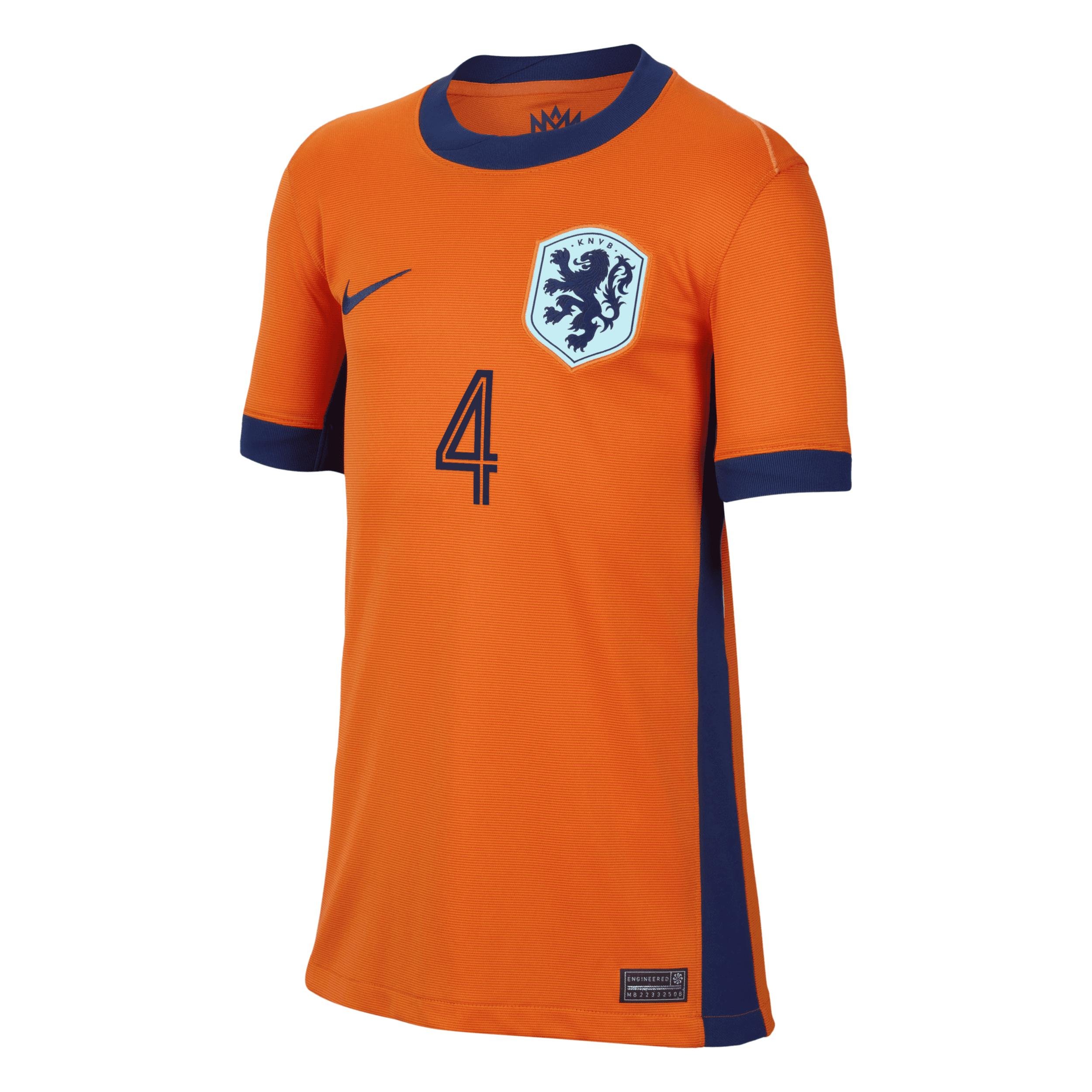 Virgil van Dijk Netherlands National Team 2024 Stadium Home Big Kids' Nike Dri-FIT Soccer Jersey by NIKE