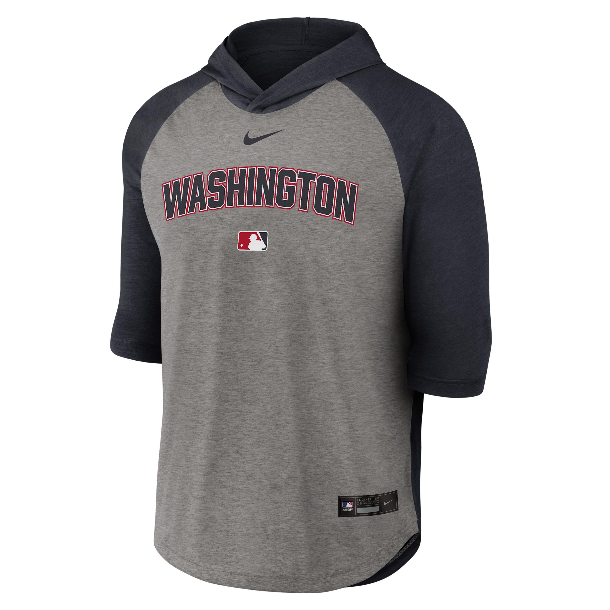 Washington Nationals Authentic Collection Flux Nike Men's Dri-FIT MLB 3/4-Sleeve Hooded T-Shirt by NIKE